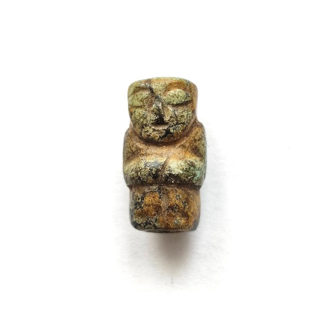 Ancient Chinese Turquoise XXS Standing Deity Bead Talisman - 18 mm