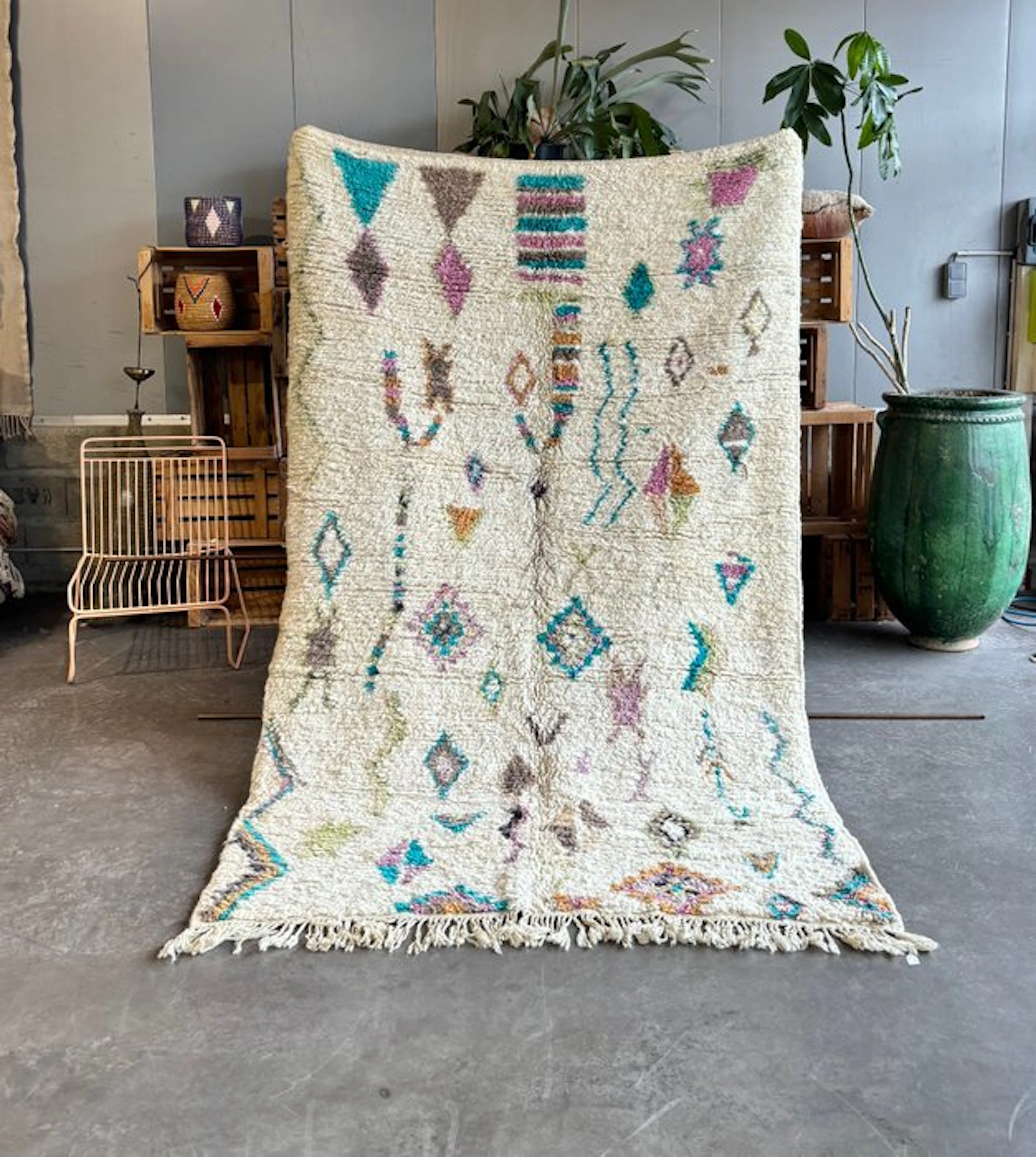 Authentic Moroccan Azilal Berber Rug – Hand-Knotted Wool...