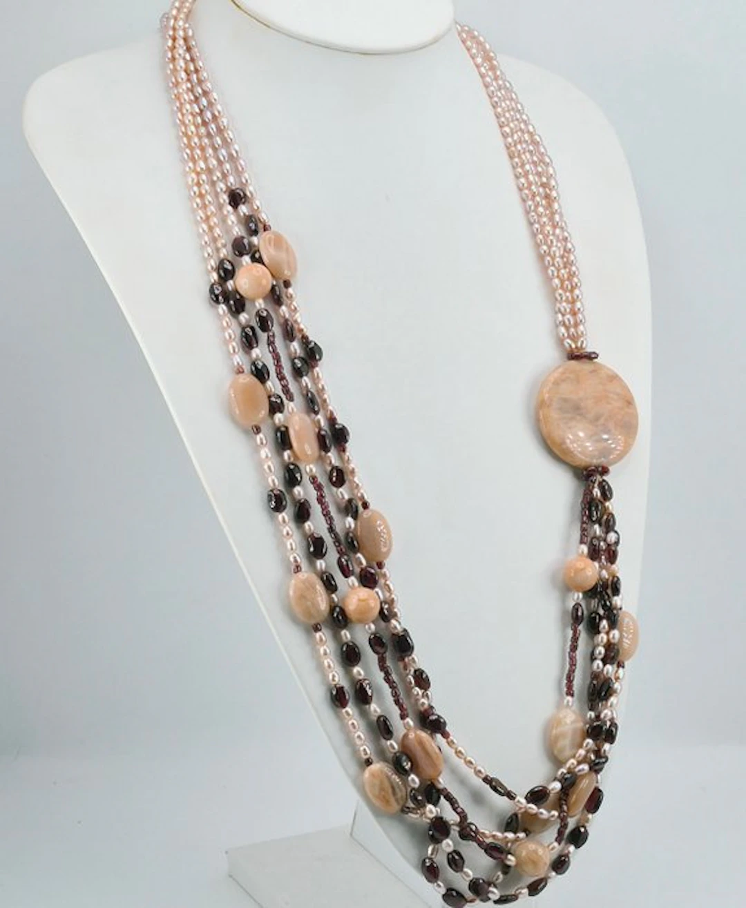 No Reserve - Necklace - GARNETS, SUNSTONE AND PEARLS