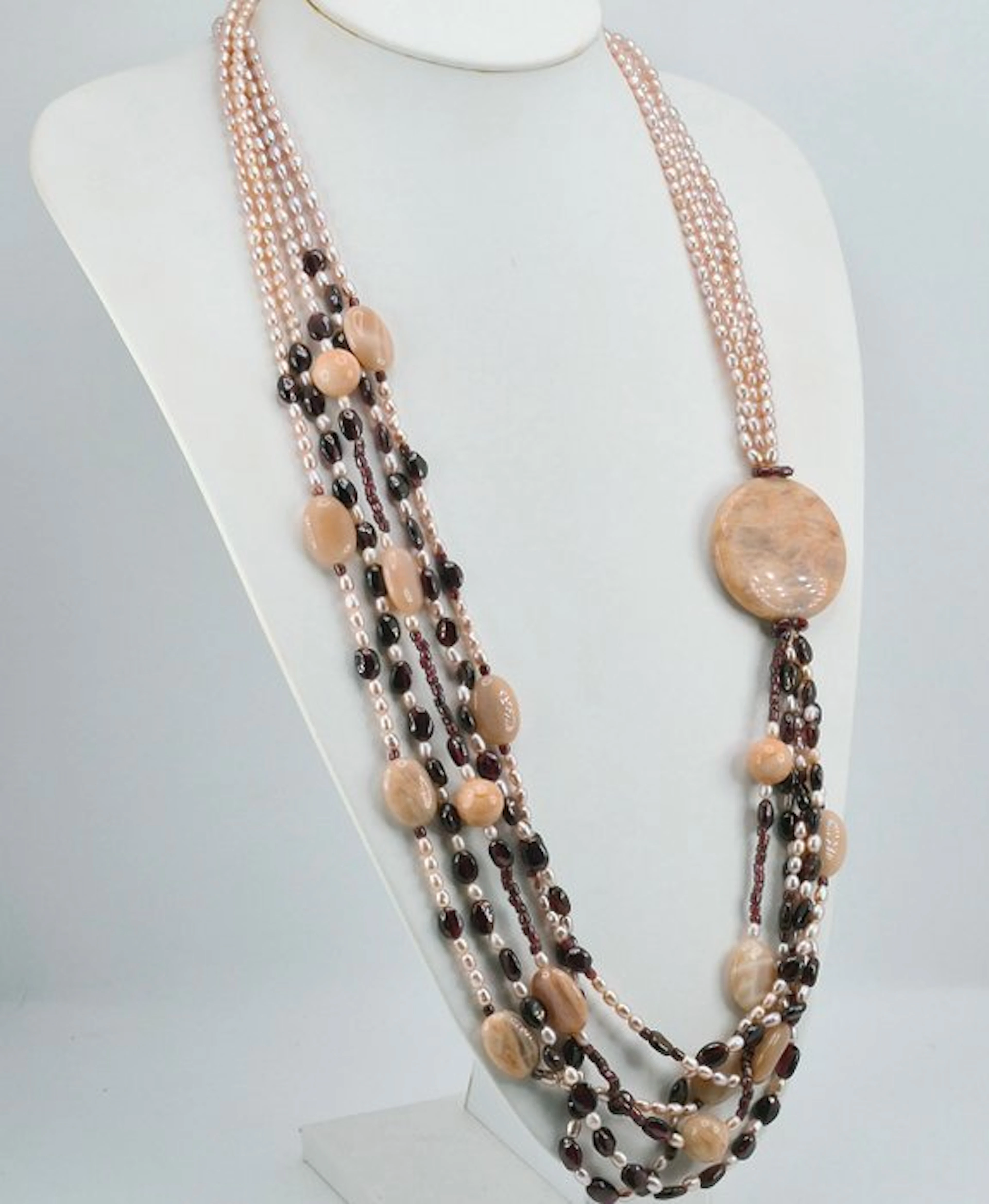 No Reserve - Necklace - GARNETS, SUNSTONE AND PEARLS