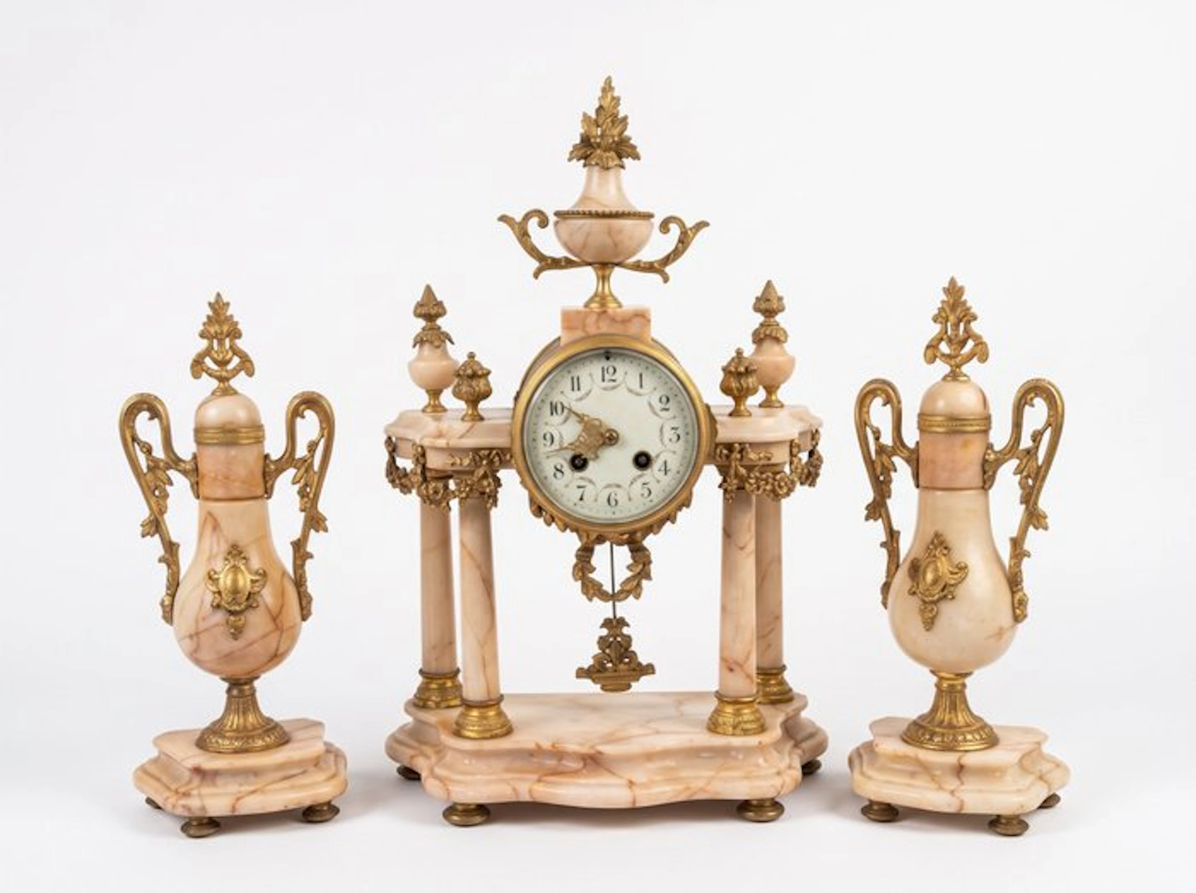 Mantel clock - Brass, Stone, Bronze - 1900-1910