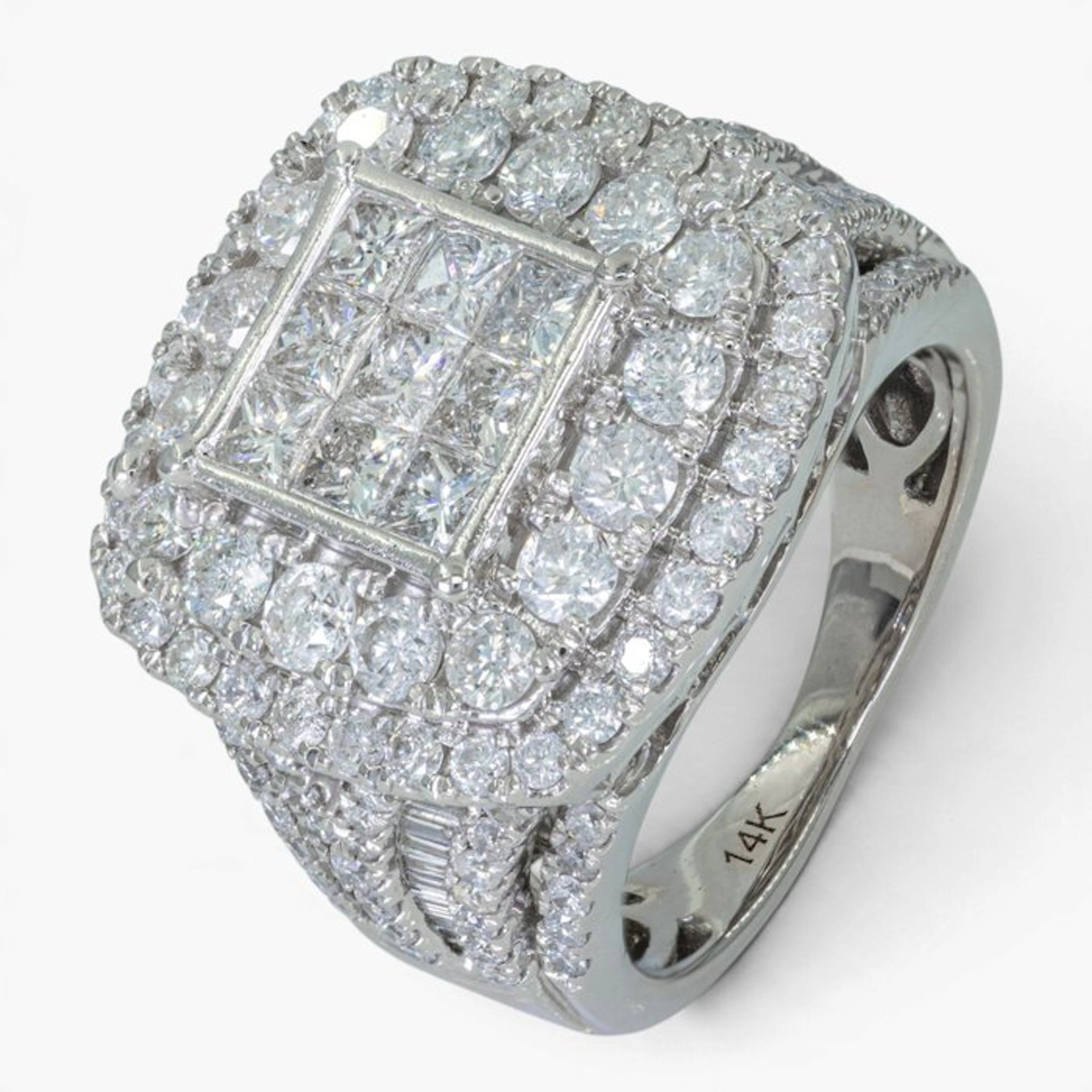 No reserve price - Ring - 14 kt. White gold, IGI - 3.00ct. tw. Diamond