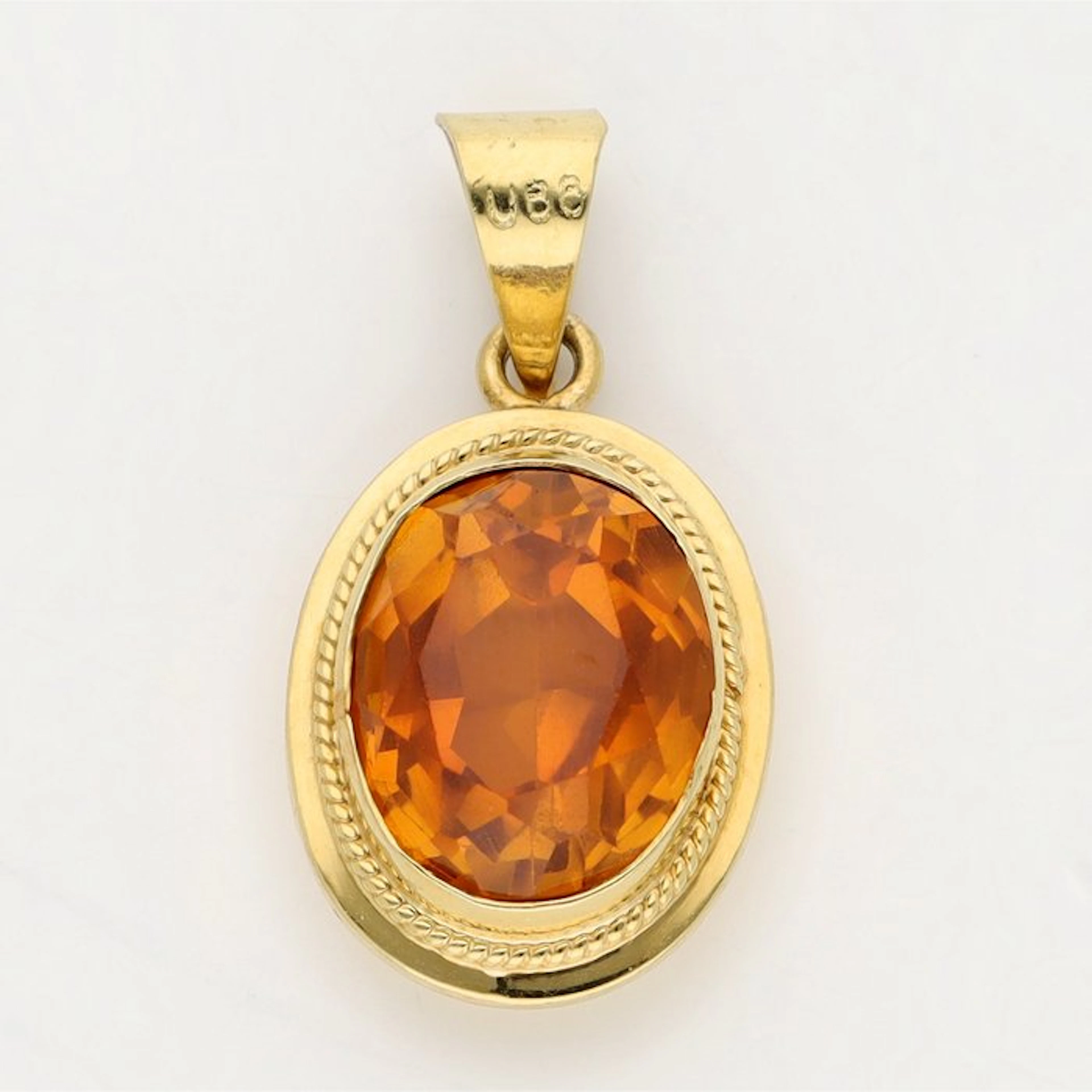 Pendant - 14 kt. Yellow gold Sapphire padparadscha