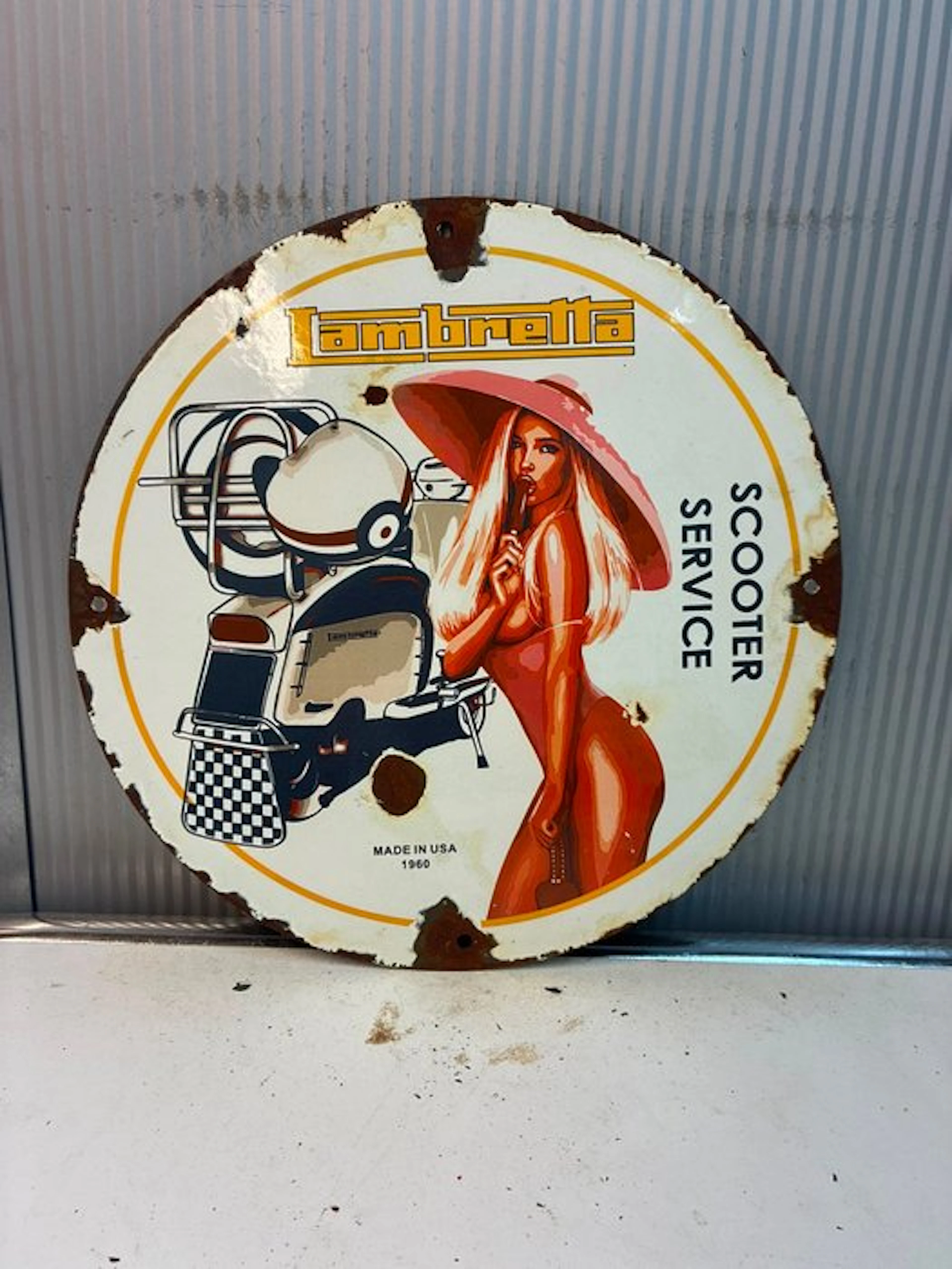 Rond Lambretta Scooter Service emaille reclamebord