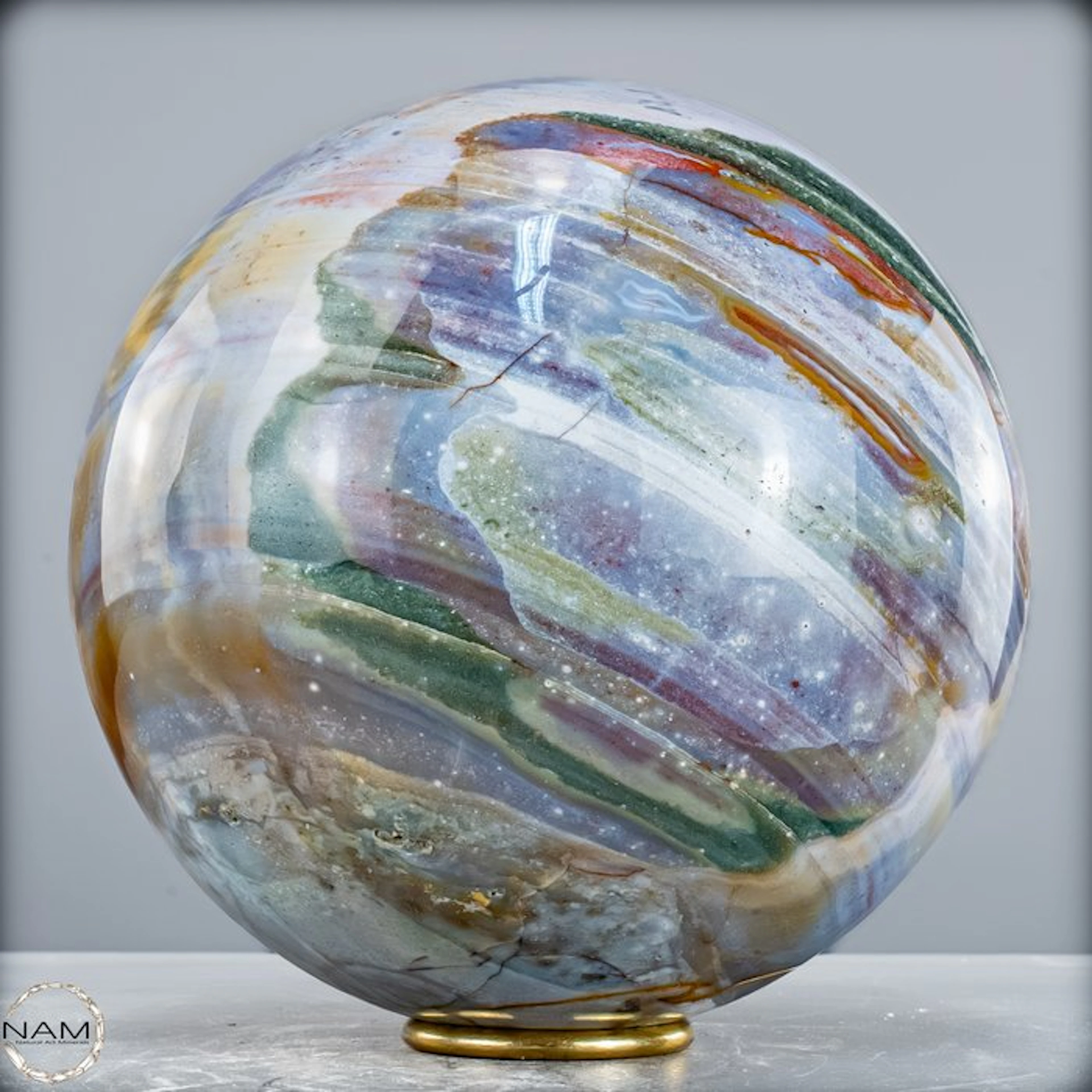 Natural banded agate jasper sphere - Elegance in crystalline form- 12126.48 g