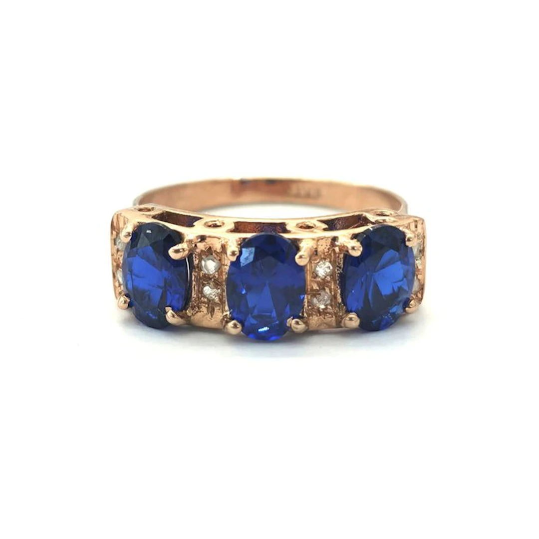No reserve price - Ring - 9 kt. Rose gold, Silver Spinel - Diamond
