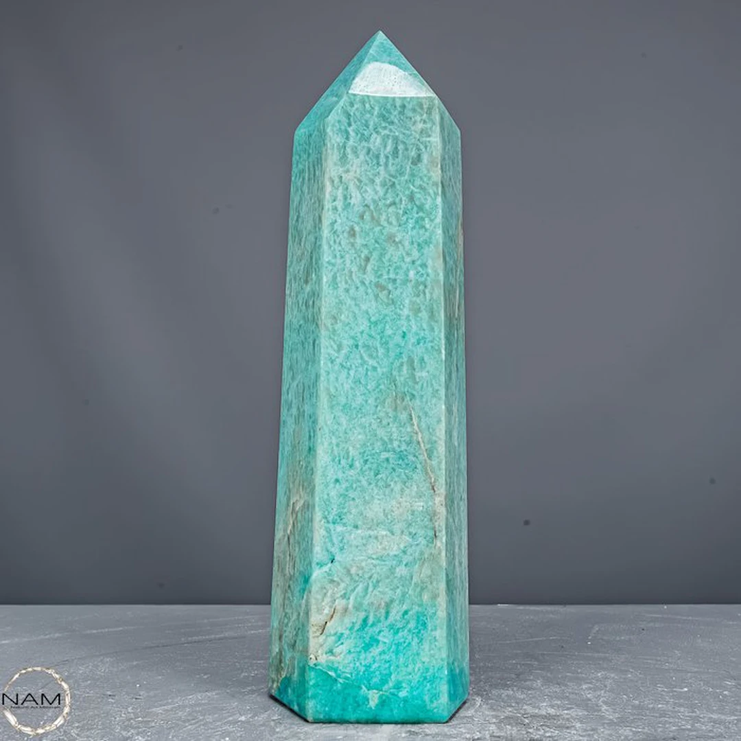 Exclusive amazonite obelisk – masterfully polished...