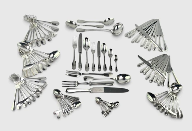 Christofle - Cutlery set (100) - Cluny - fiddle-shaped...