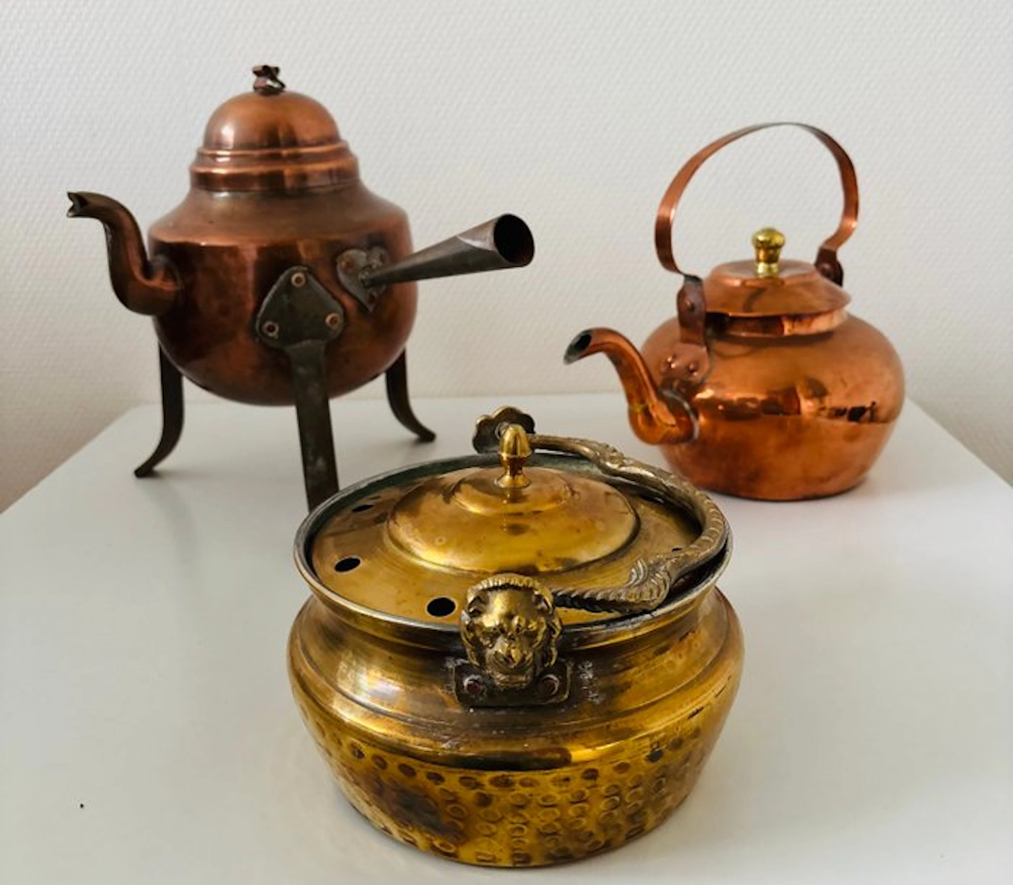 Tea kettle (3) - Copper - antique kitchen objects