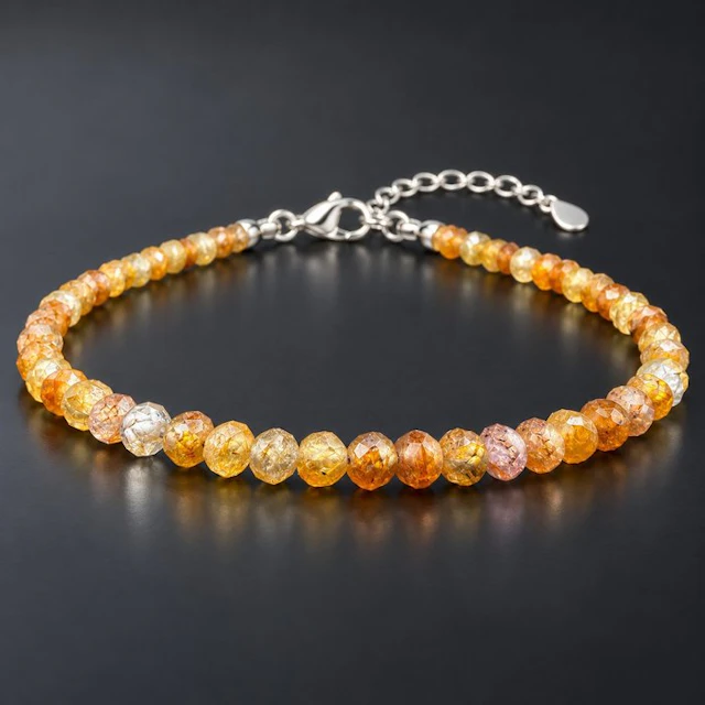 Sri Lankan Yellow Sapphire - Bracelet - 925 Sterling silver clasp
