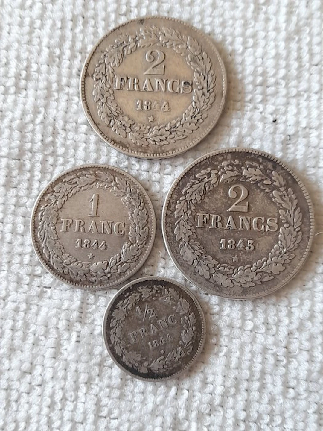Belgium. Leopold I. 1/2, 1, 2 Francs 1843/1844