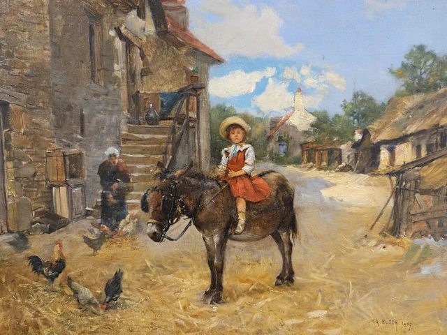Andreas Bloch (1860-1917) - Niña con Caballo