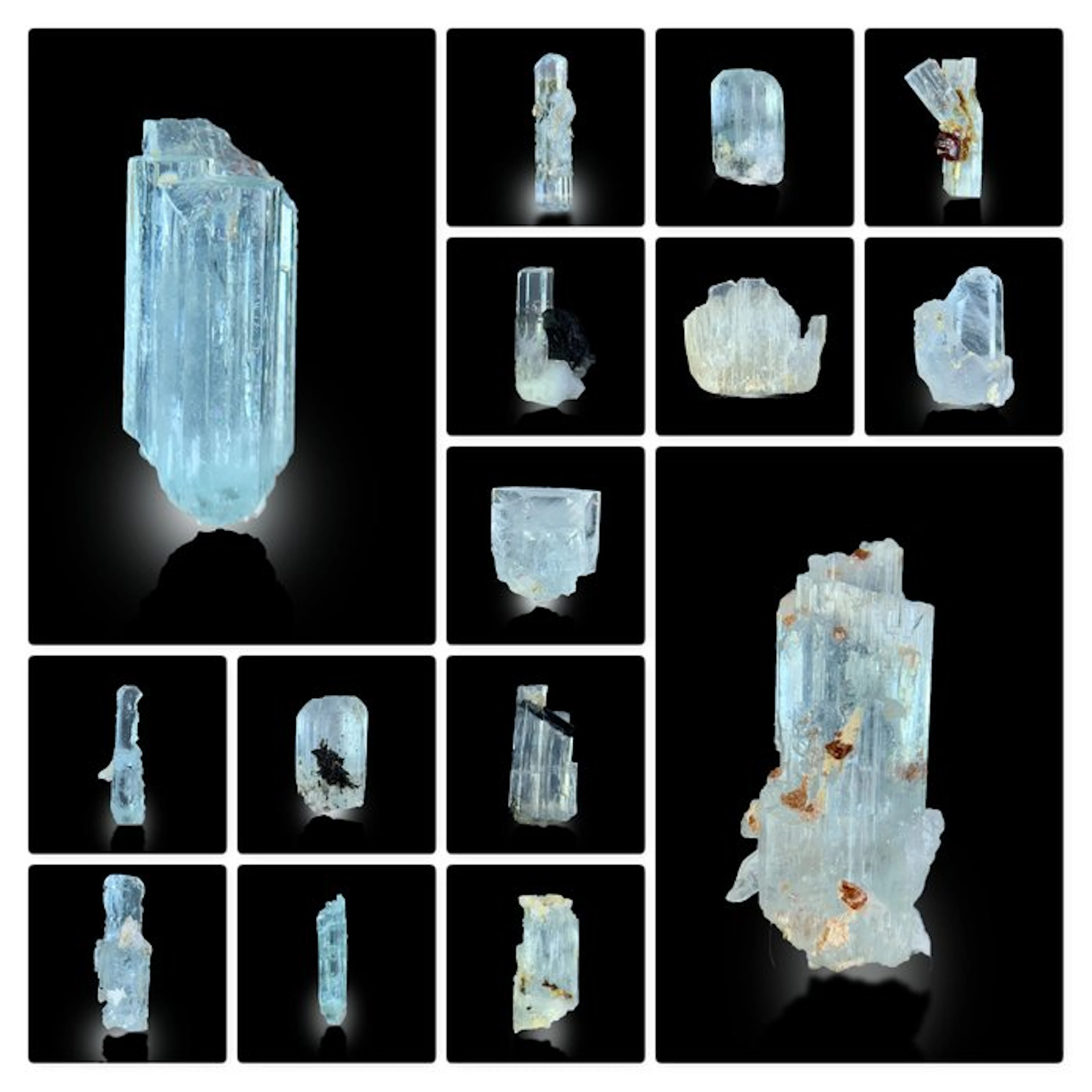 Aquamarine with Garnet Crystals Lot – Natural Blue Beryl Specimen- 33 g - (15)