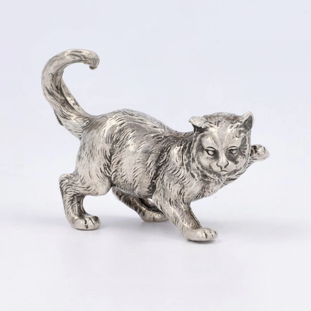 NO RESERVE - Louis Premselaar - Poes - Figurine - .835 silver