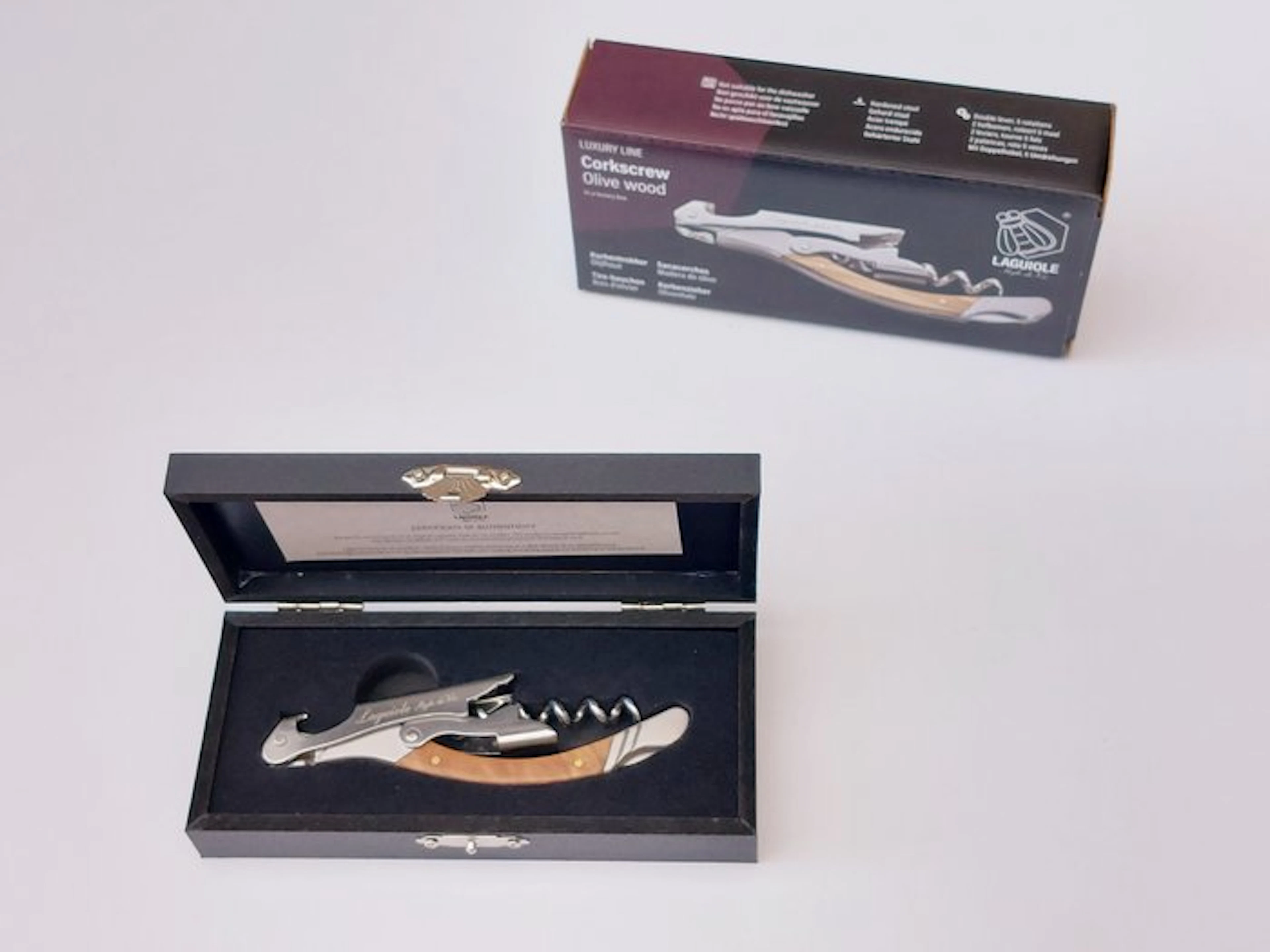 Laguiole - Corkscrew - Olive Wood - style de - Table knife set - Stainless