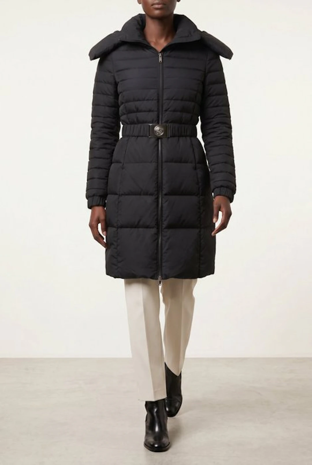 MONCLER Long down jacket With belt - Down jacket