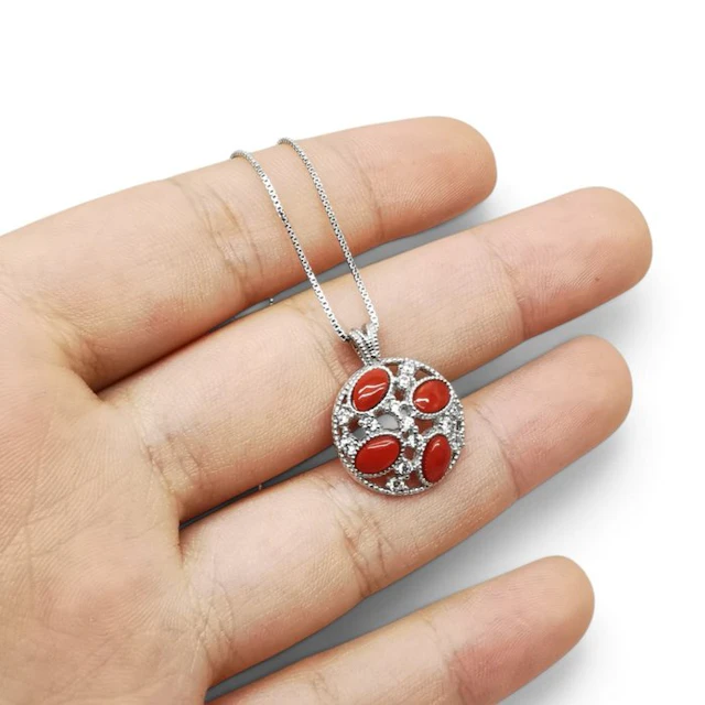 Coral - Sterling Silver 925 - Necklace with pendant - Italian craftsmanship