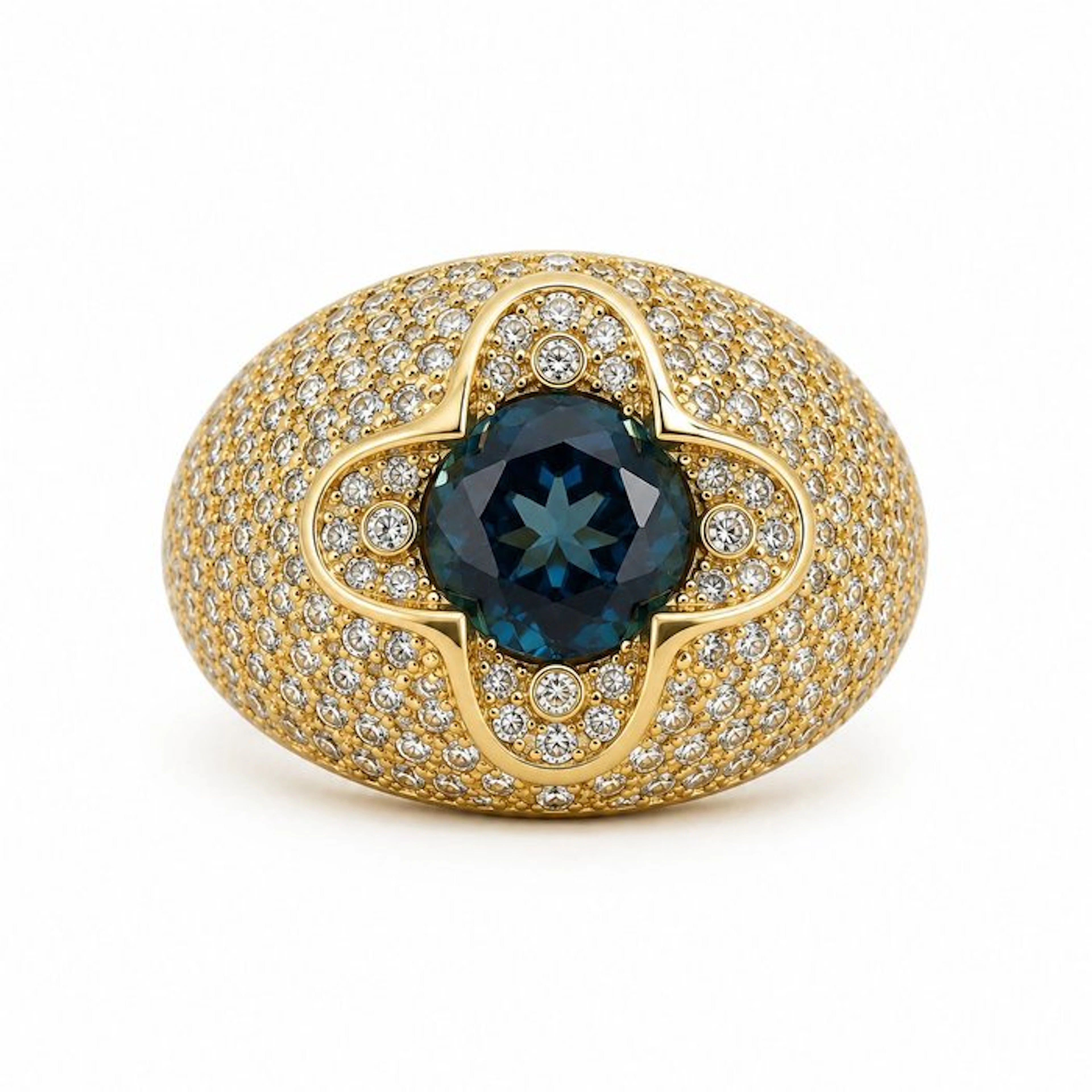 No reserve price - Ring Gold-plated Topaz - Diamond - 18K Gold Plated
