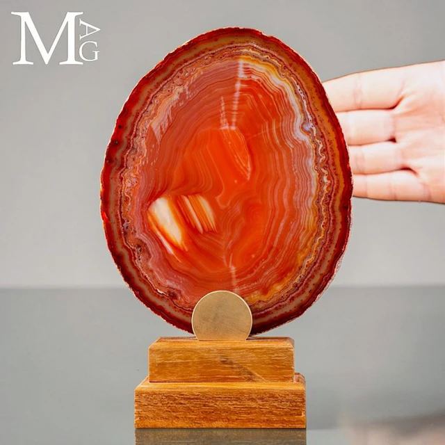 Scarlet and White Banded Agate Slice - Slice of Agate...