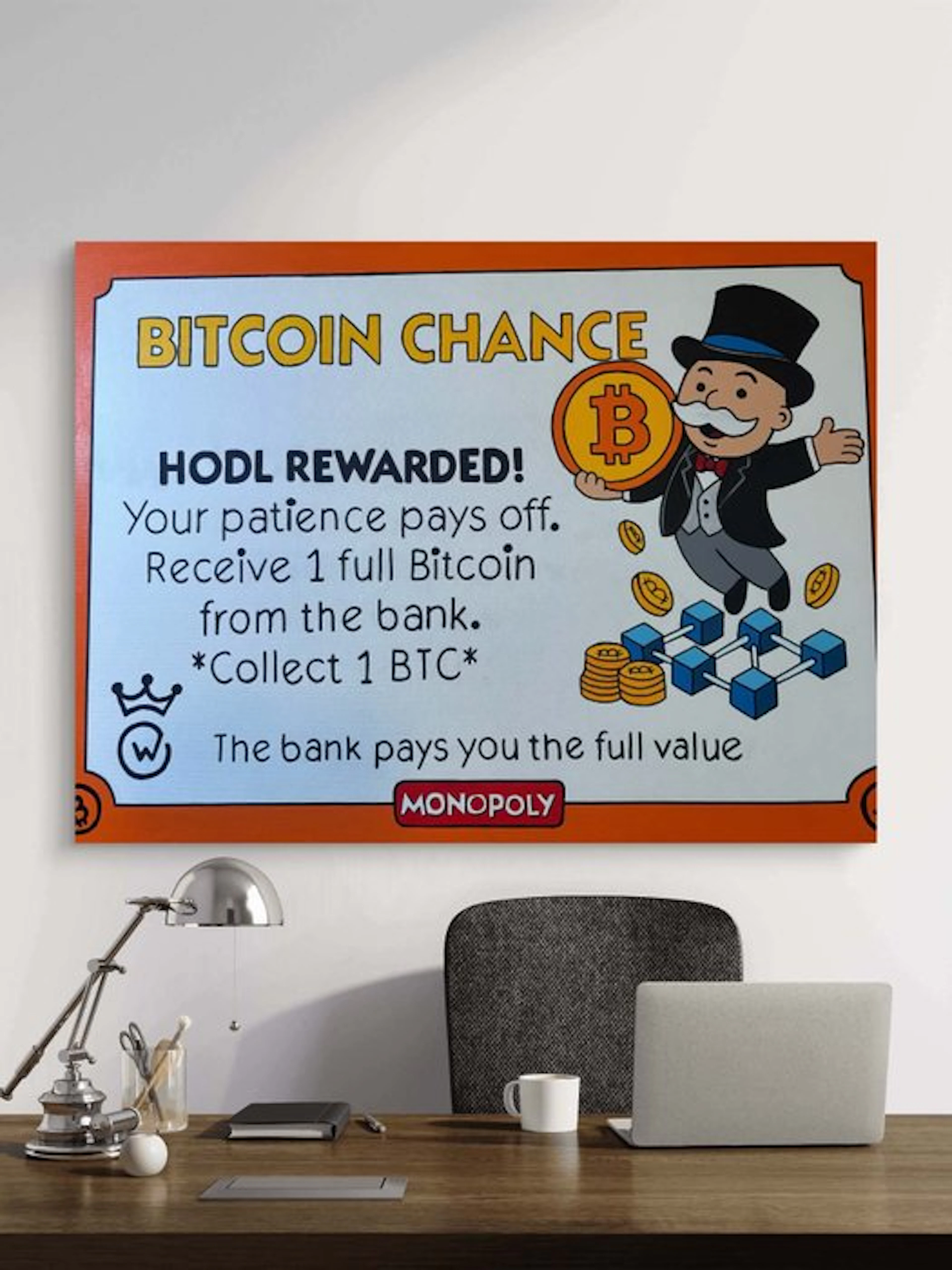 Xavier Van Walsem (1980) - Bitcoin monopoly chance card handpainted 1/1