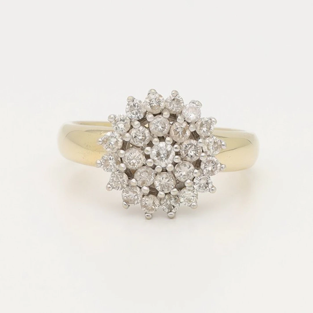 Ring - 9 kt. Yellow gold, White gold Diamond (Natural)