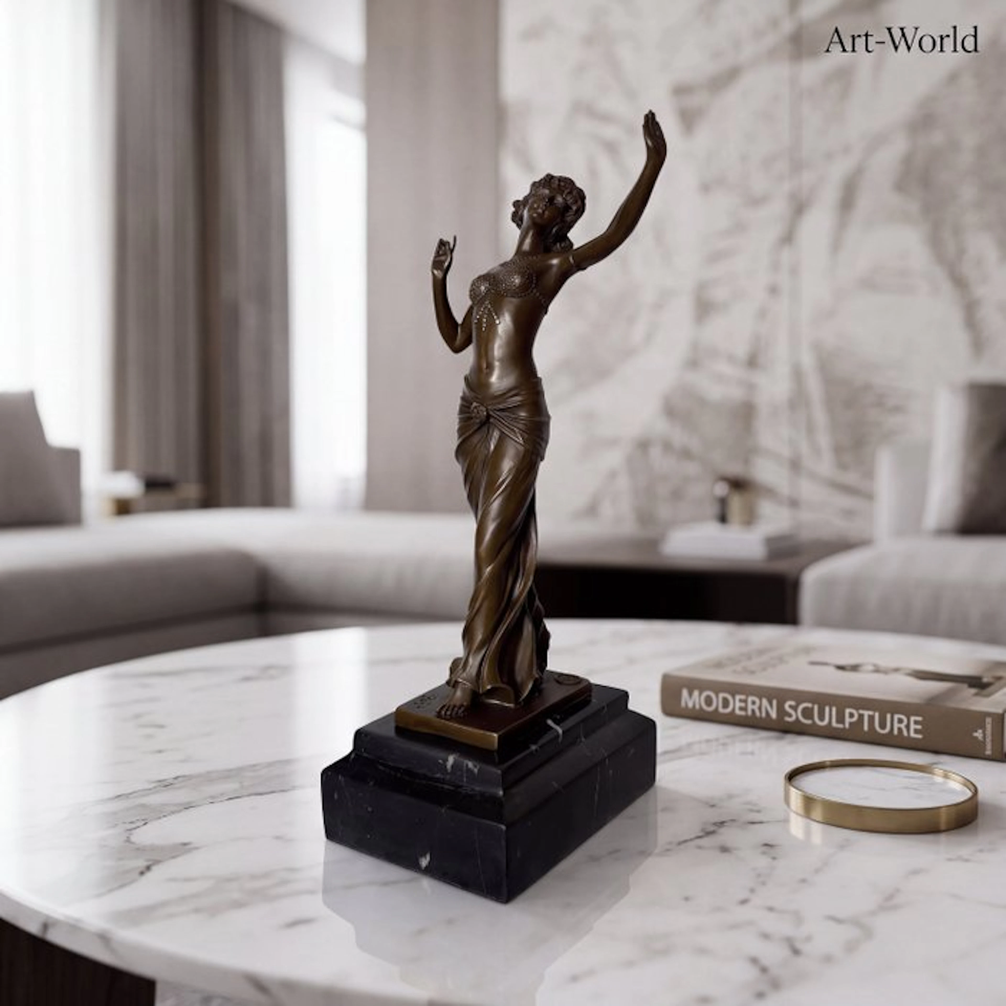 Statue, “Salome Dancing” 36.5 cm / 4.6 kg - 36.5 cm - Bronze, Marble