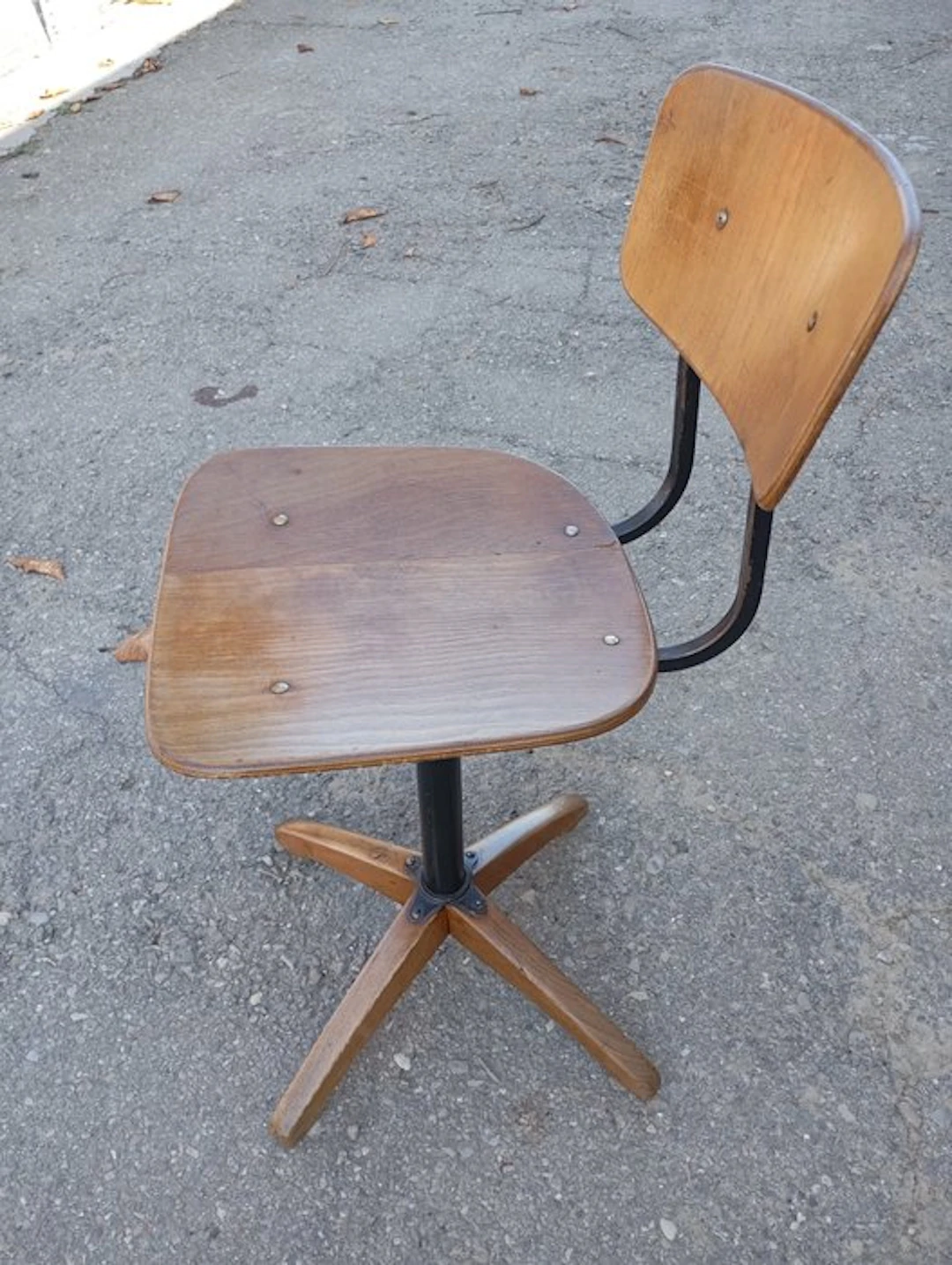 Stool - Wood, Steel - Industrial stool