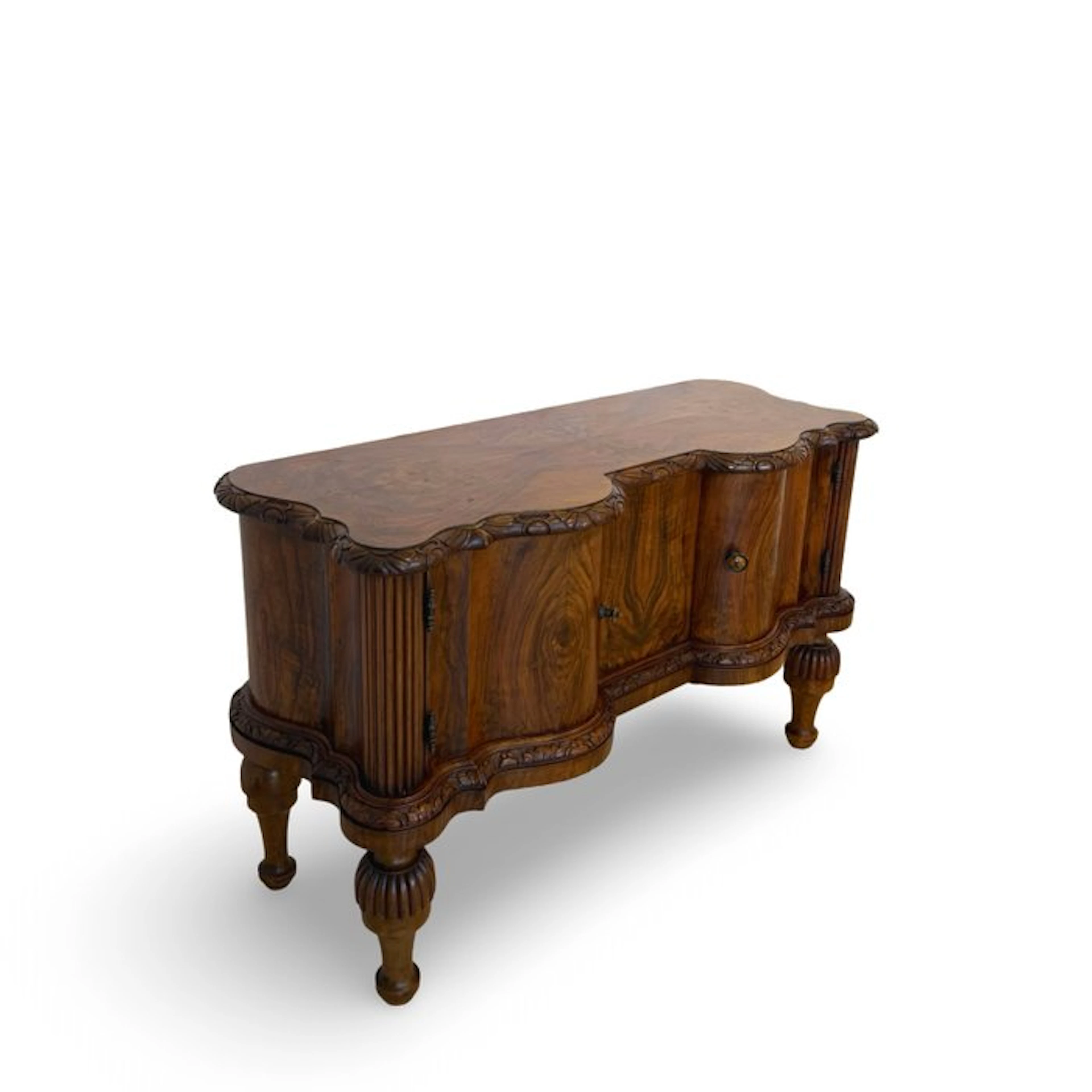 Console table - Walnut, Wood, Brass