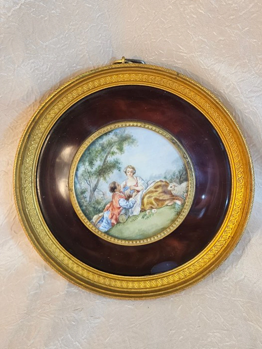 After F. Boucher - Le Berger Galant - Miniature painting