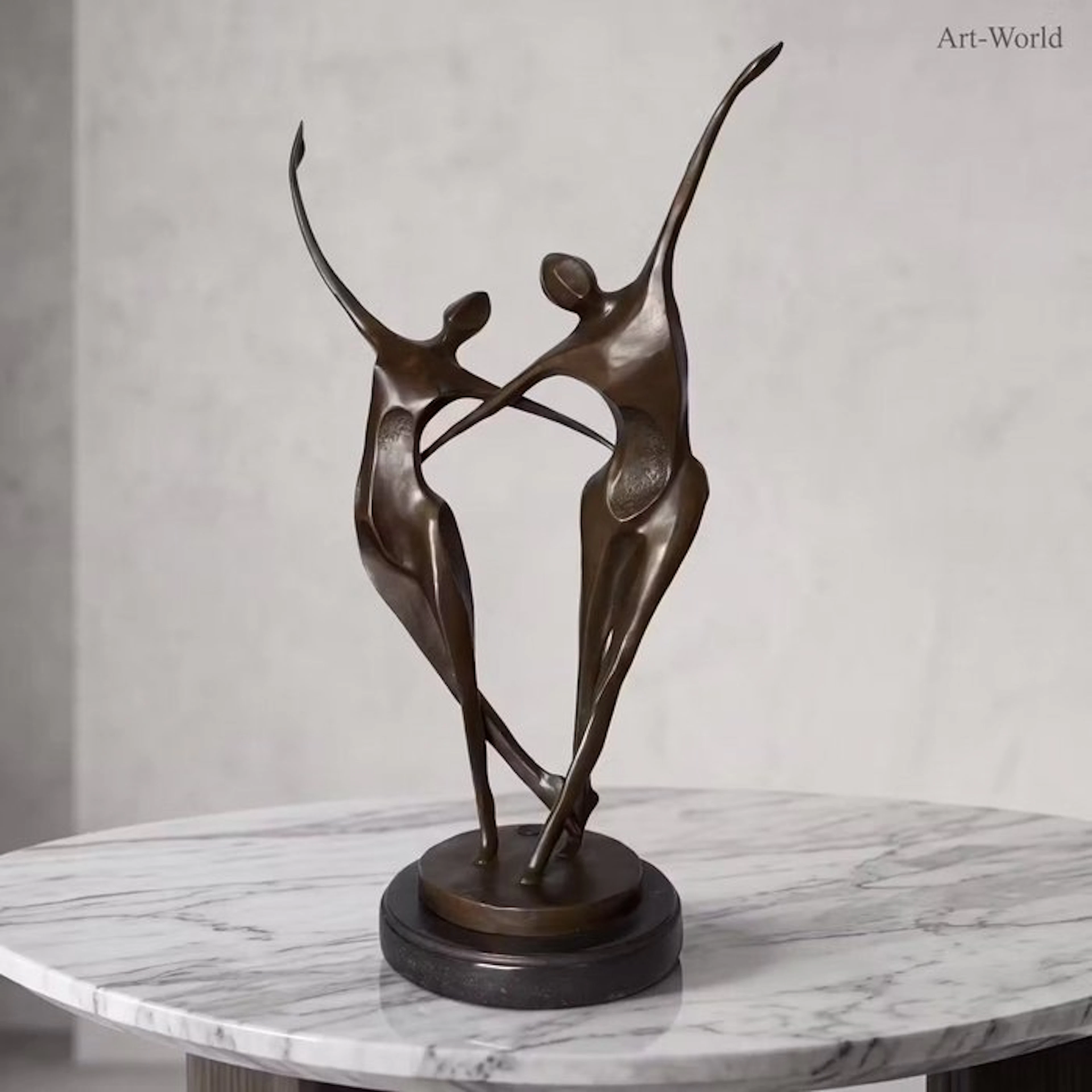 Statue, Gelukkig koppel. Naar: Milo 48 cm - 48 cm - Bronze, Marble