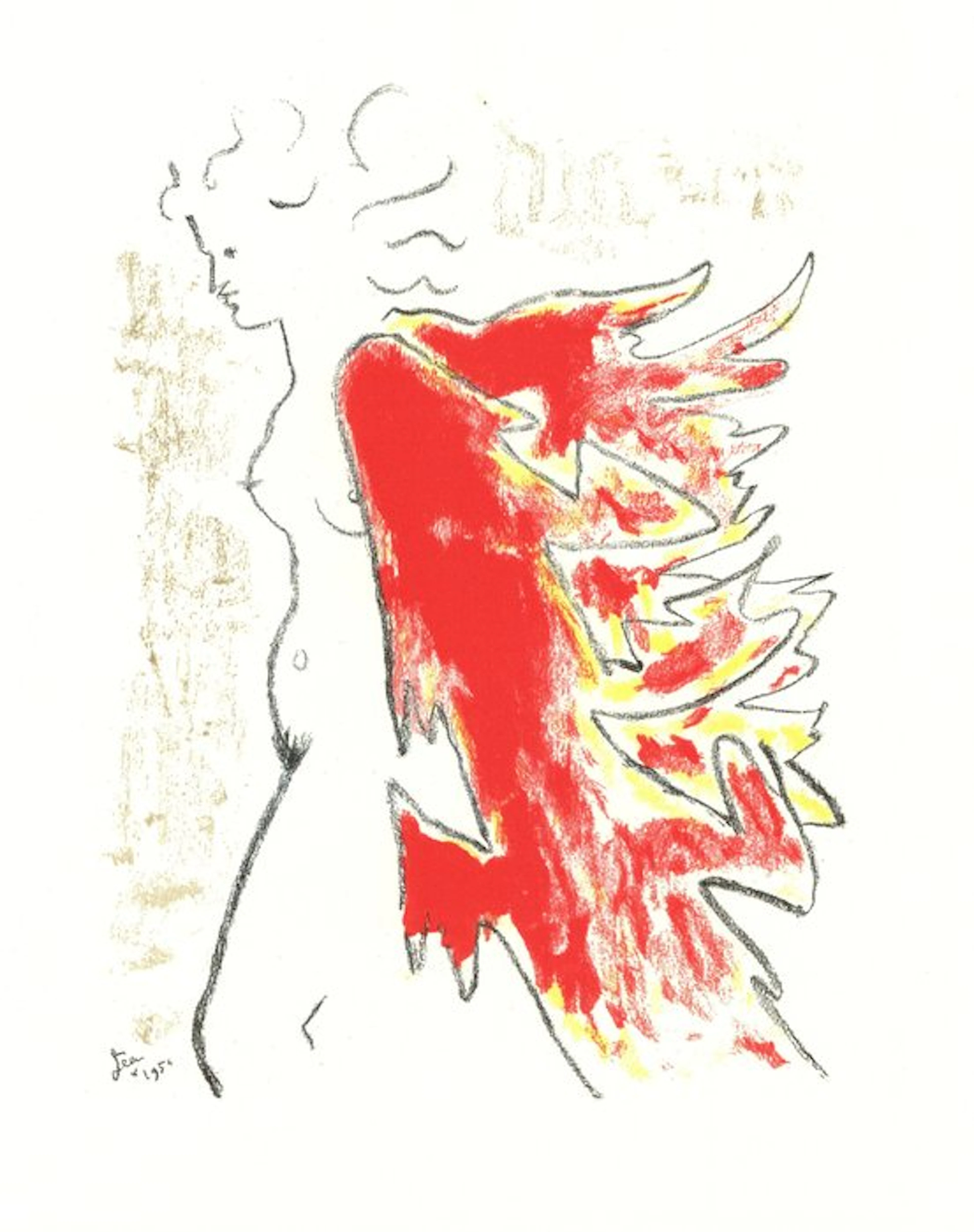 Jean Cocteau (1889-1963) after - Femme au manteau de feu