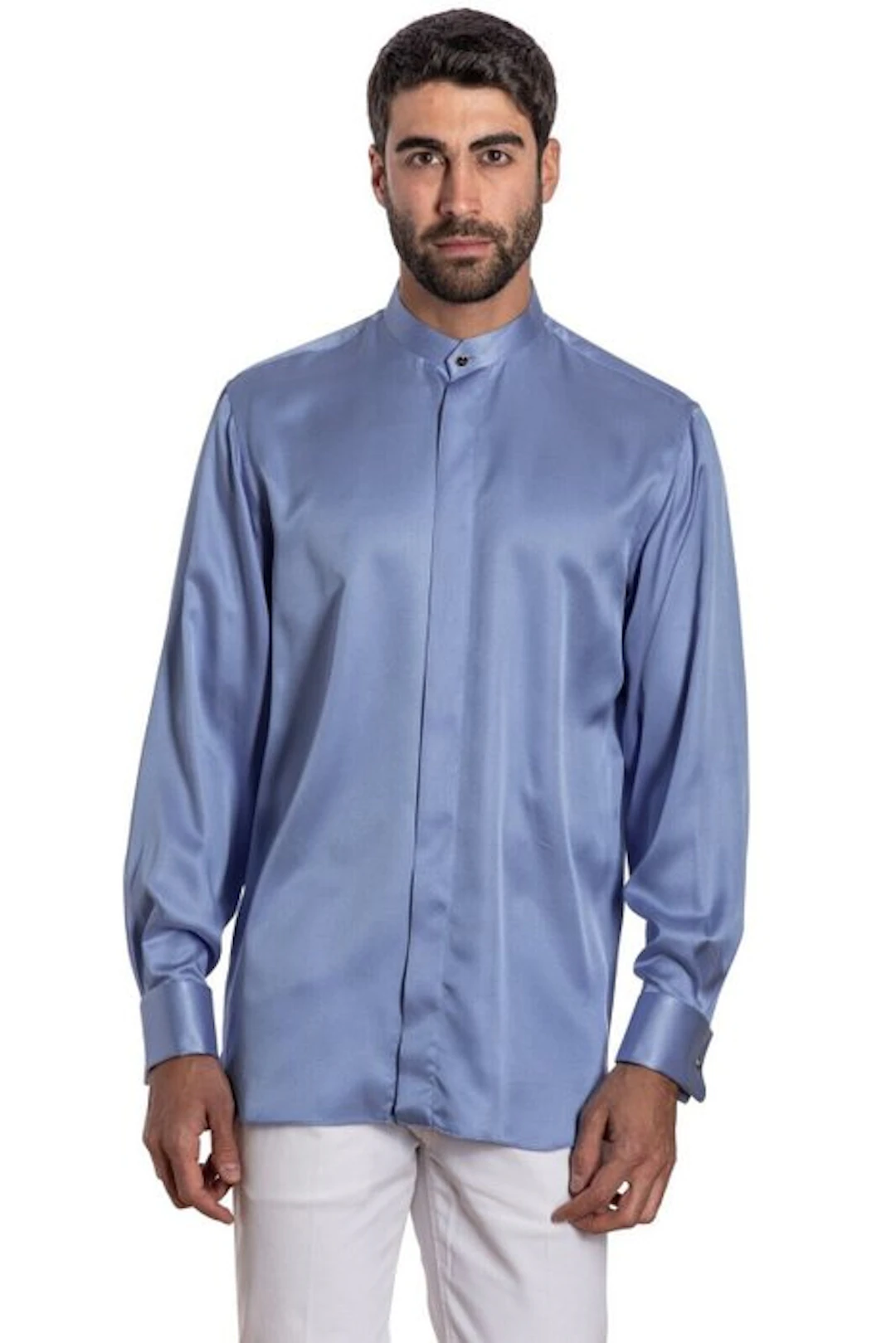 GERLIN - 16.5 - 42 - Korean Shirt Light Blue 100% Silk - Shirt - New with tags