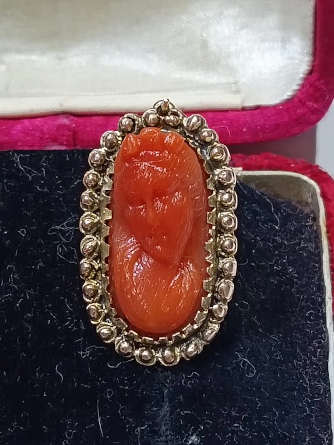Earrings - 9 kt. Rose gold Blood Coral - Antique natural earrings