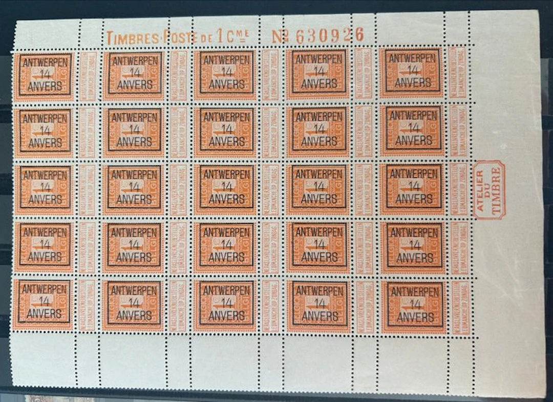 Belgium 1912/1914 - Preo Antwerp 1914 on the 1c orange...