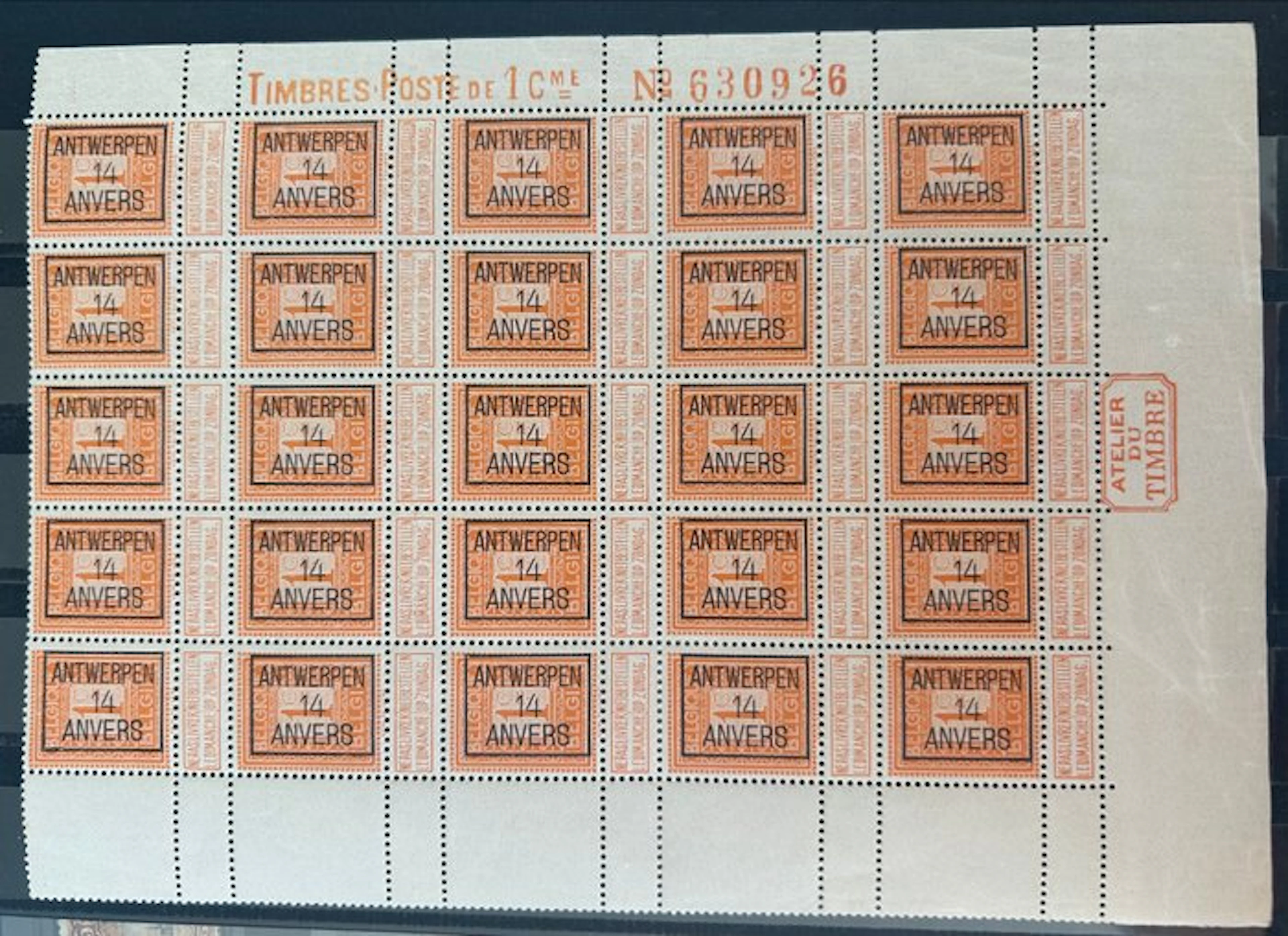 Belgium 1912/1914 - Preo Antwerp 1914 on the 1c orange...