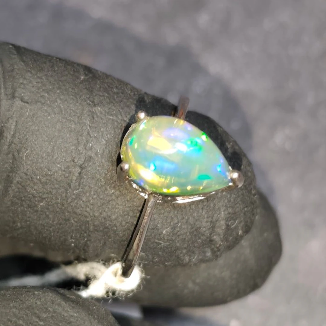 S925 silver ring with opal crystal, Welo Jewellery- 2.01 g - (1)