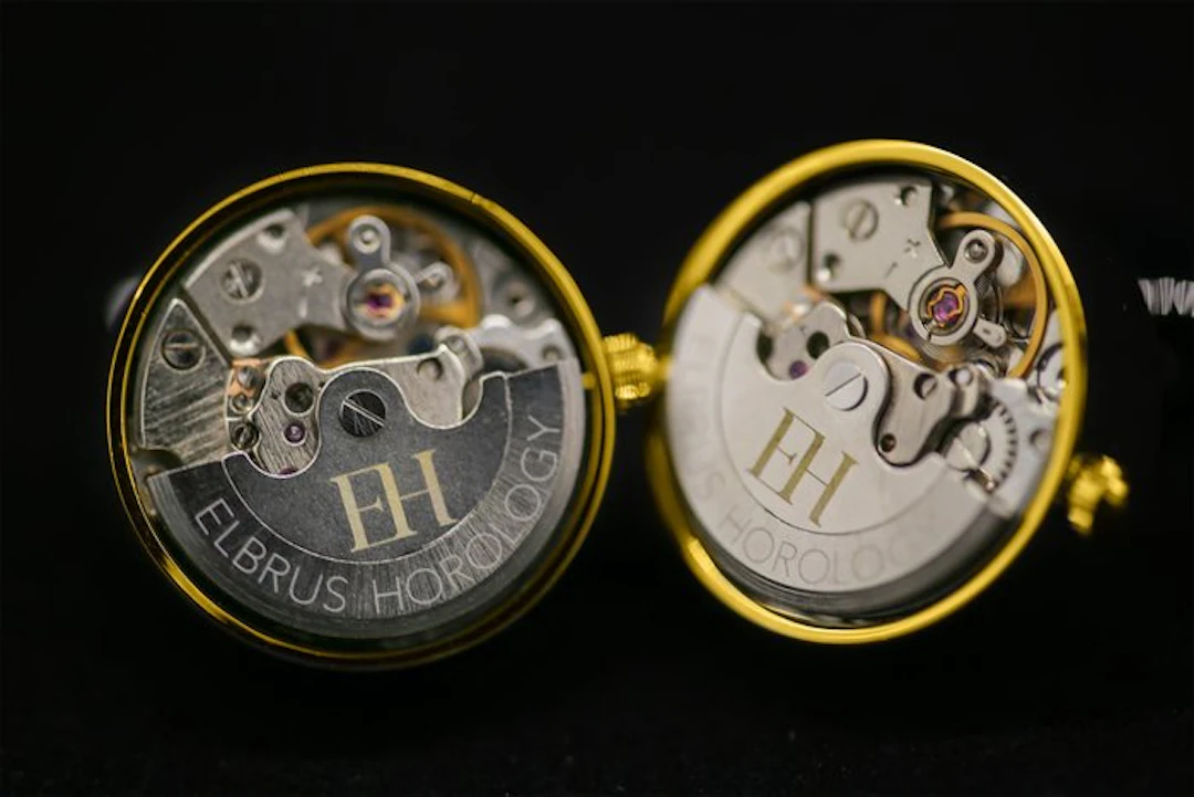 Other brand - Steel, Gold-plated - Cufflinks - Watch Movement Cufflinks