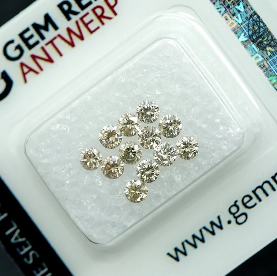 12 pcs Diamond (Natural coloured) - 1.01 ct - Round...