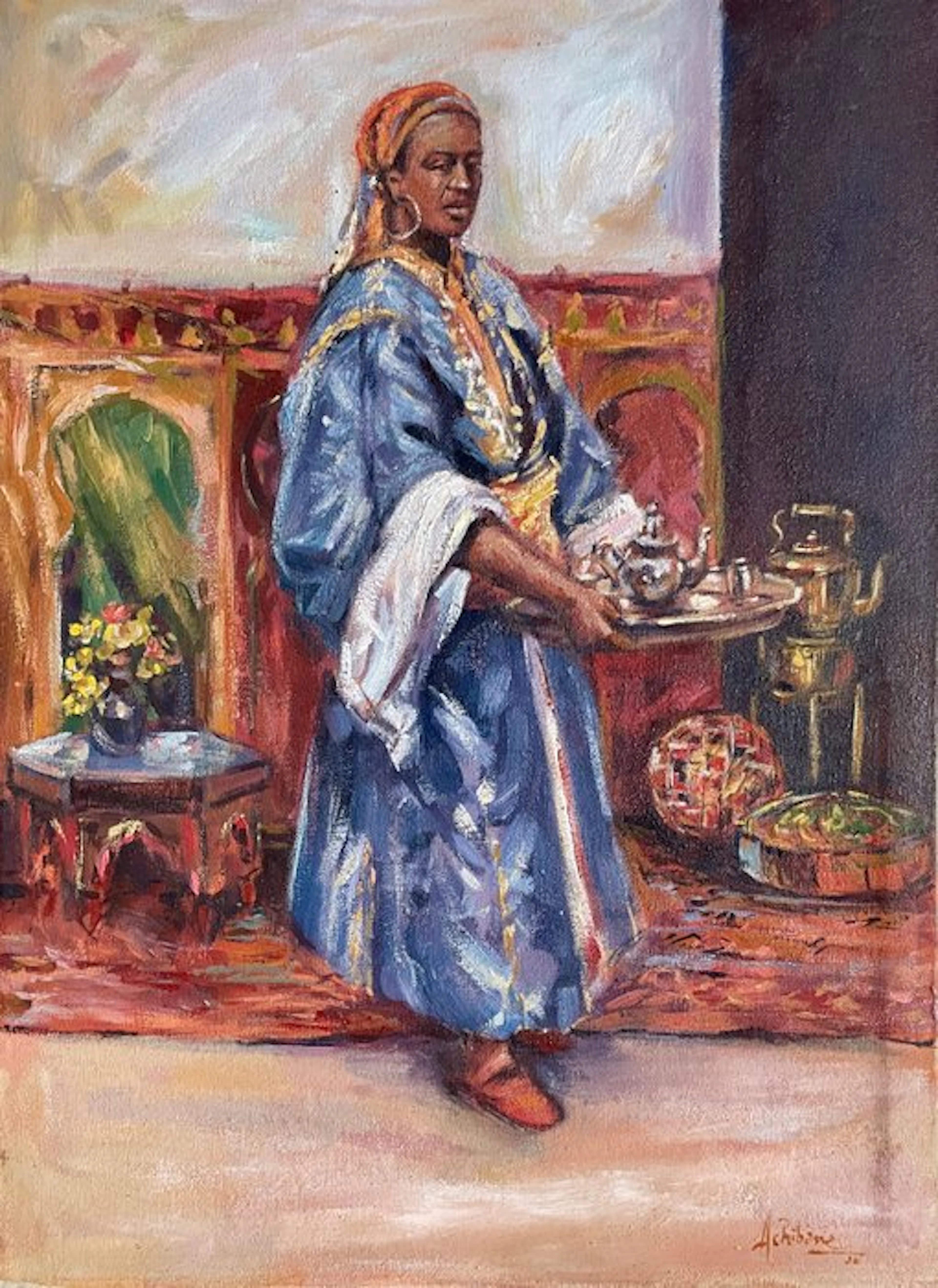 Ecole marocaine (XX), Signed Achibani - La servante orientale