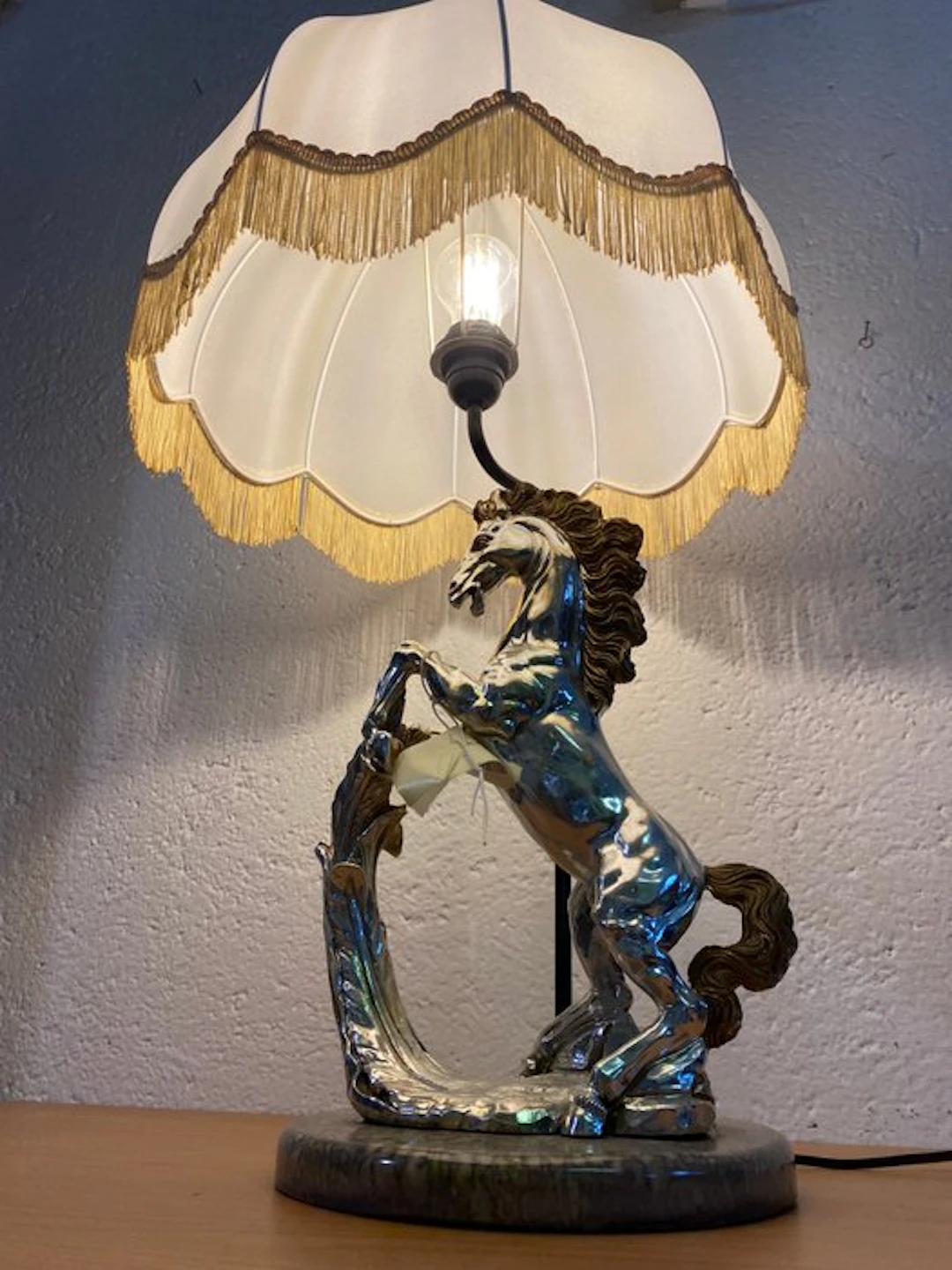 Table lamp - Silverplated, granite - table lamp