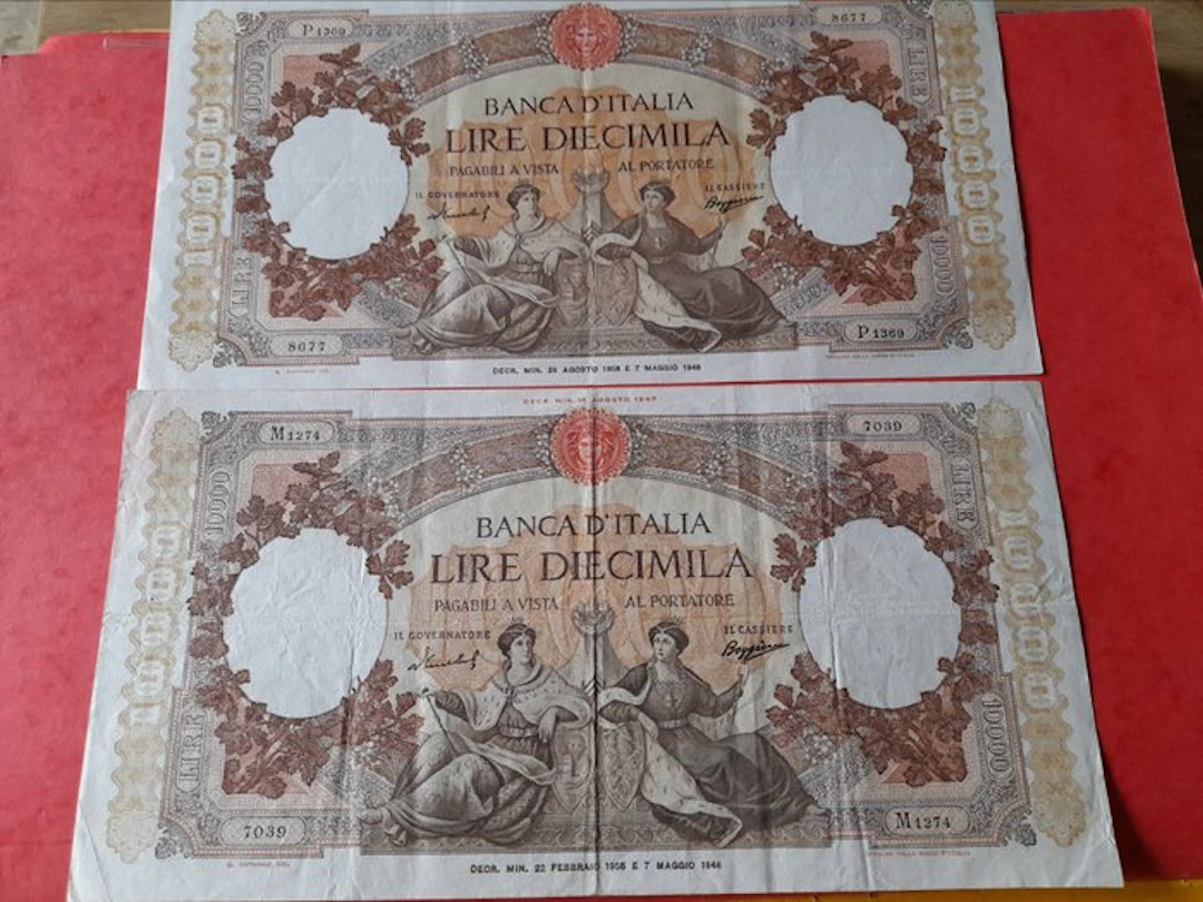 Italy. - 2 x 10.000 Lire 1958 - Pick 89c