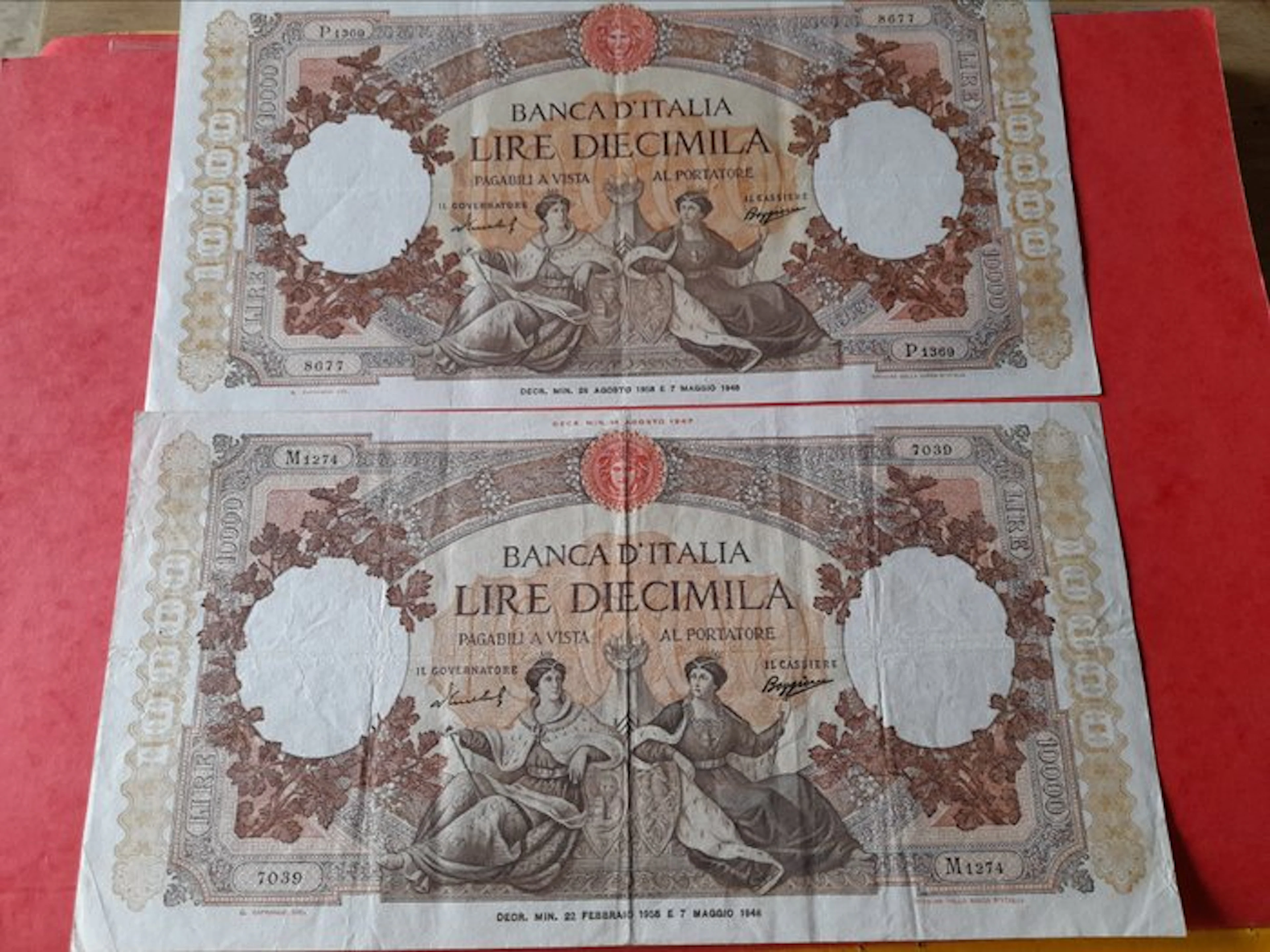 Italy. - 2 x 10.000 Lire 1958 - Pick 89c