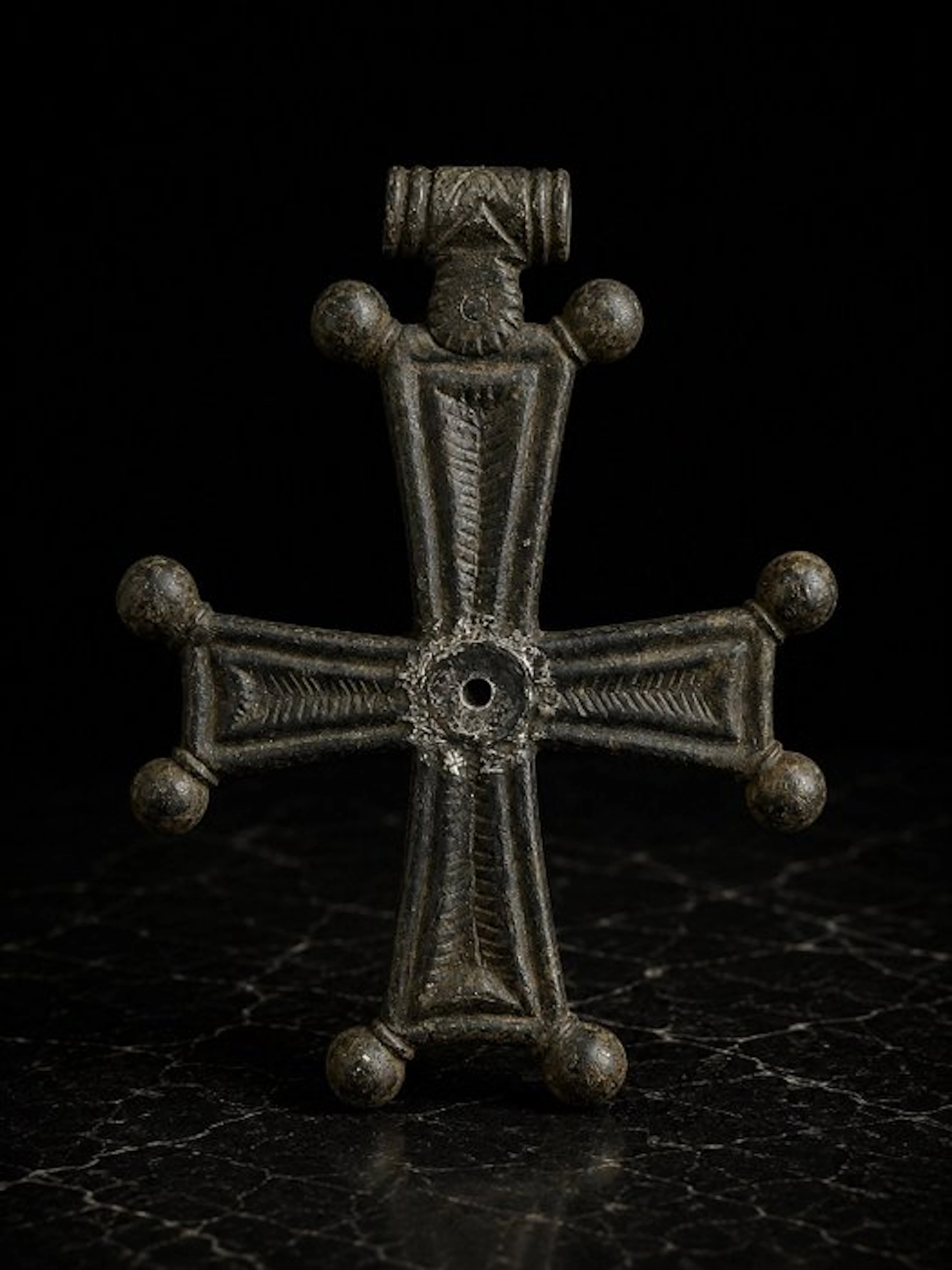 Byzantine Bronze Bronze Cross with Globular Terminals – 7th to 10th Century AD