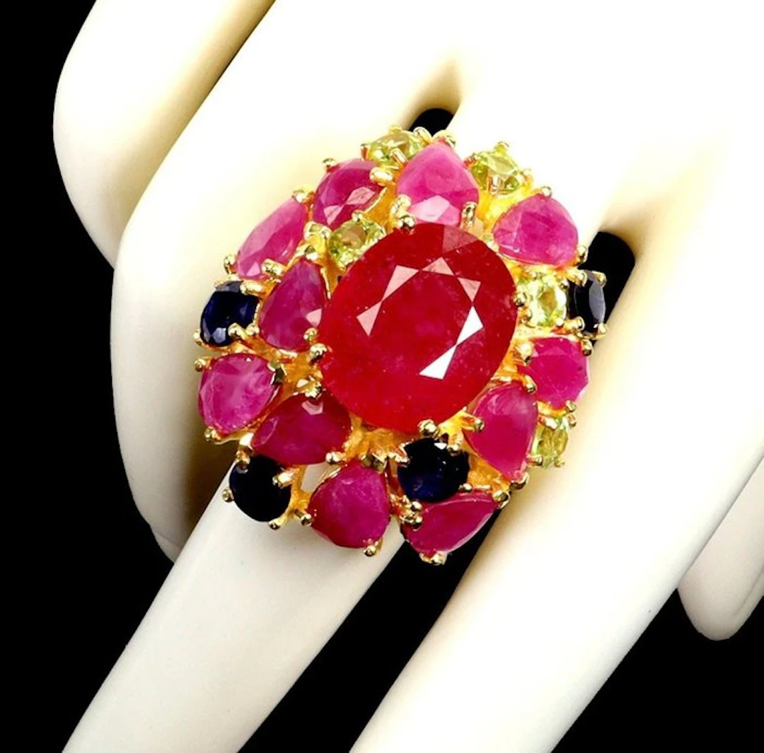 No reserve price - Ring 14K Yellow Gold Plated 925...