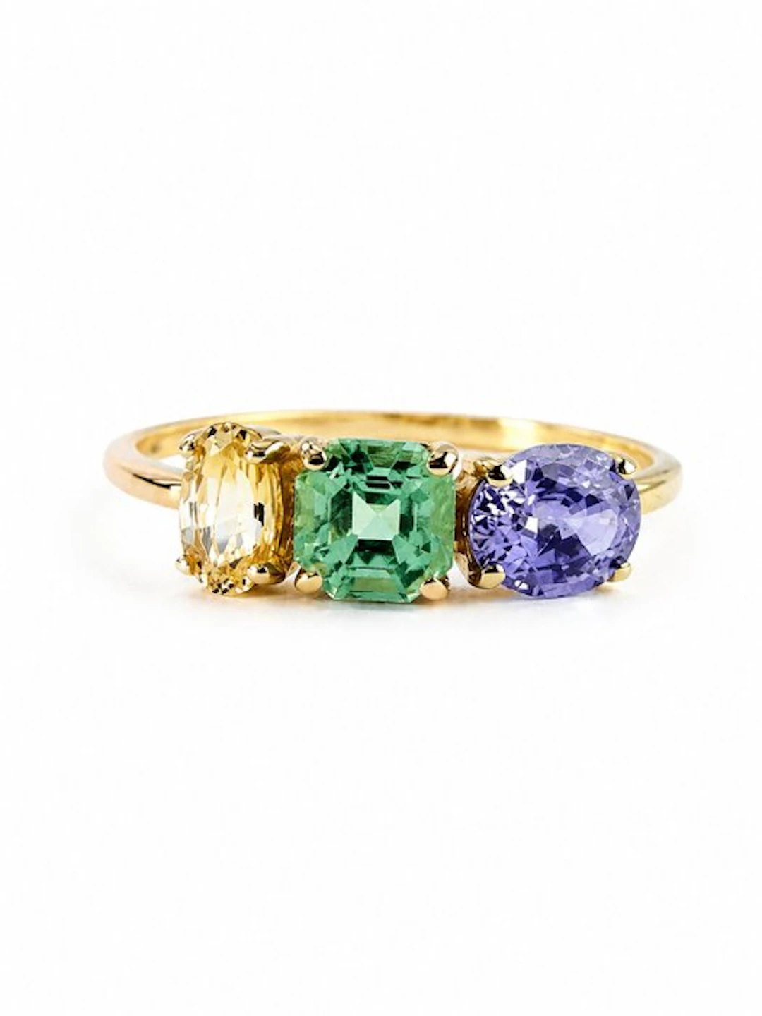 Ring - 14 kt. Yellow gold - 2.20ct. tw. Tourmaline - Sapphire