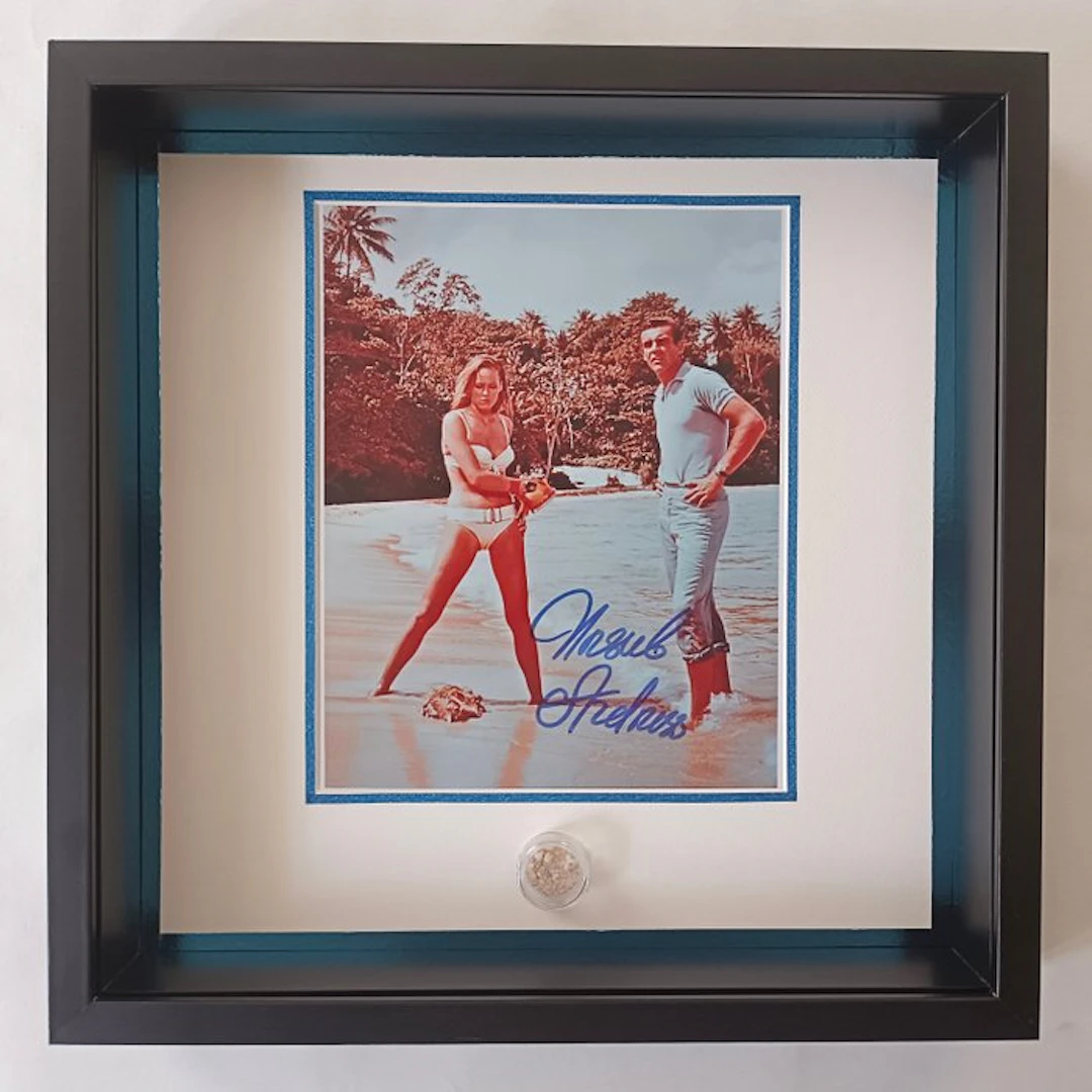 Ursula Andress - Framed Genuine Oracabessa Bay Sand with Autographed Photo Dr