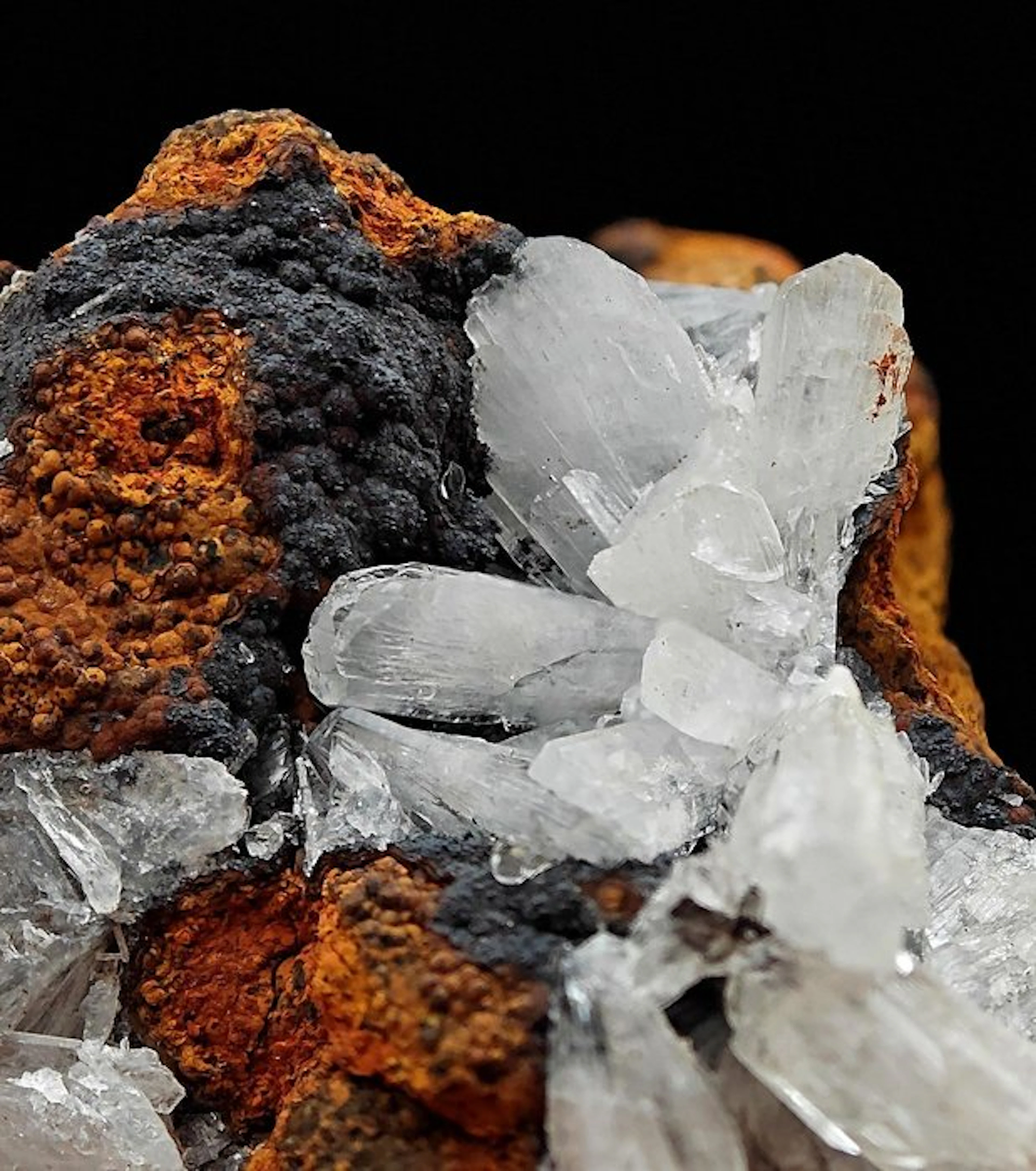 White-banded emimorphite aesthetic with black goethite