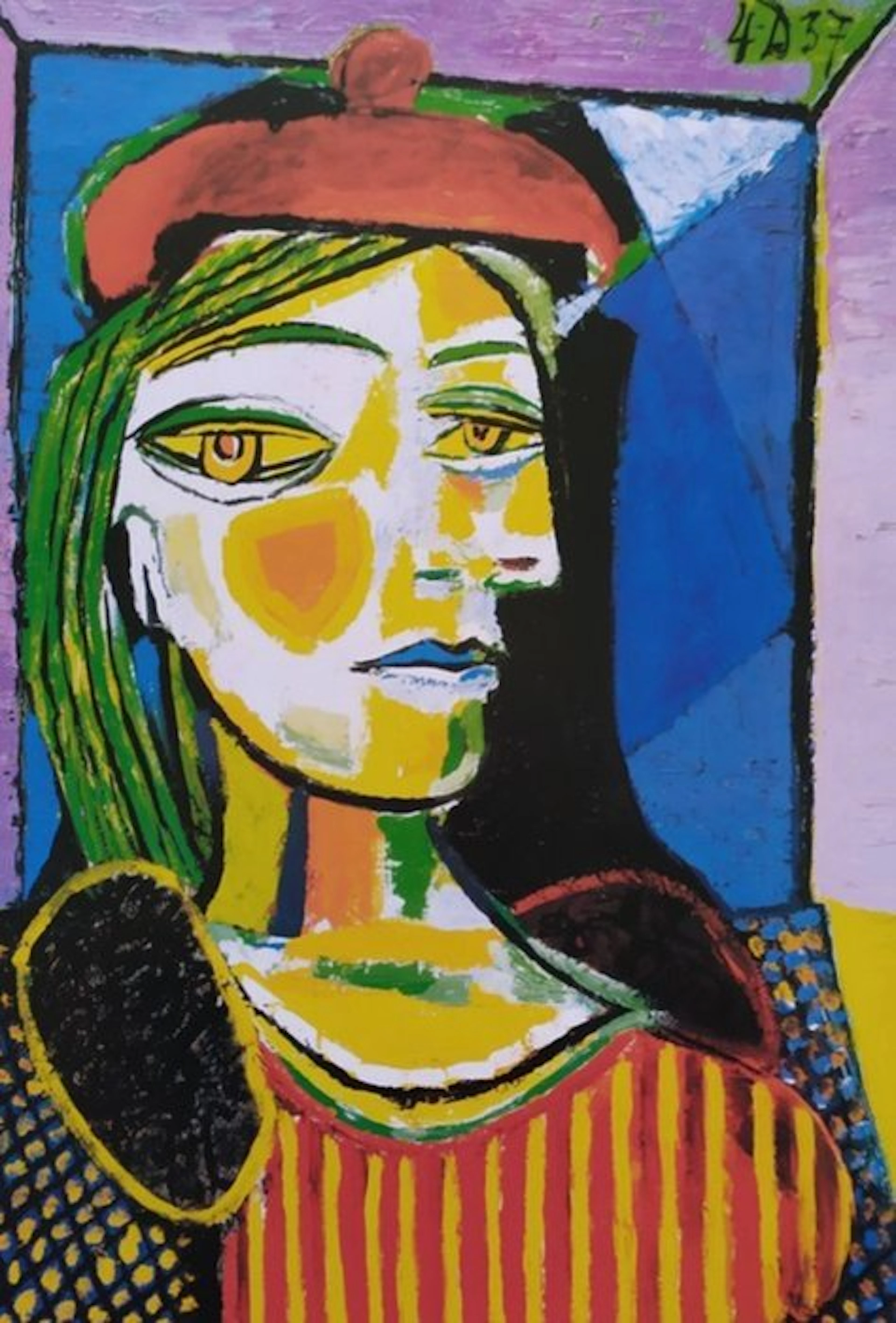 Pablo Picasso (1881-1973) - "Femme au Beret Rouge, 1937". Gedateerd