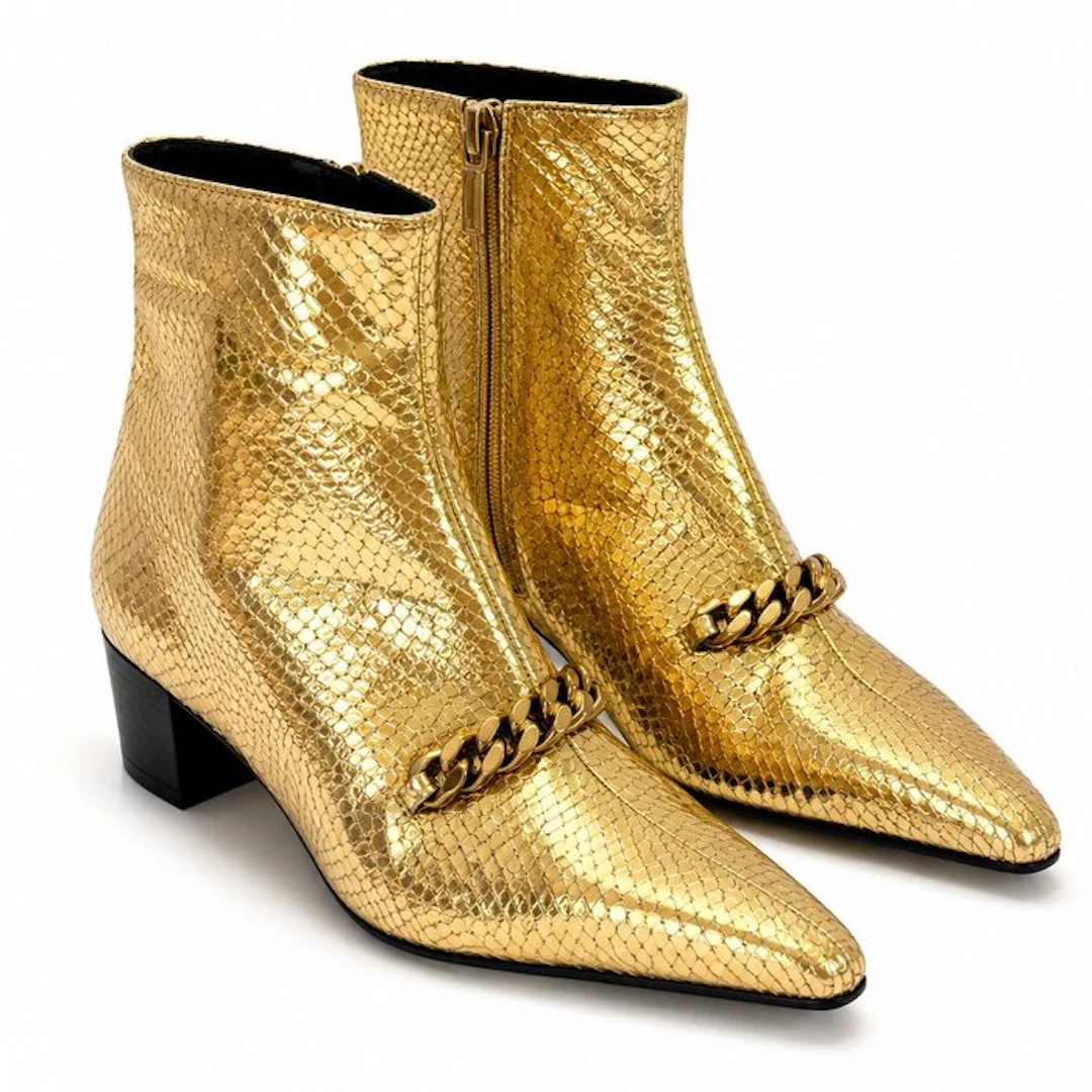 Tom Ford – NEW- Iconic Chain gold snakeskin – Size 40...