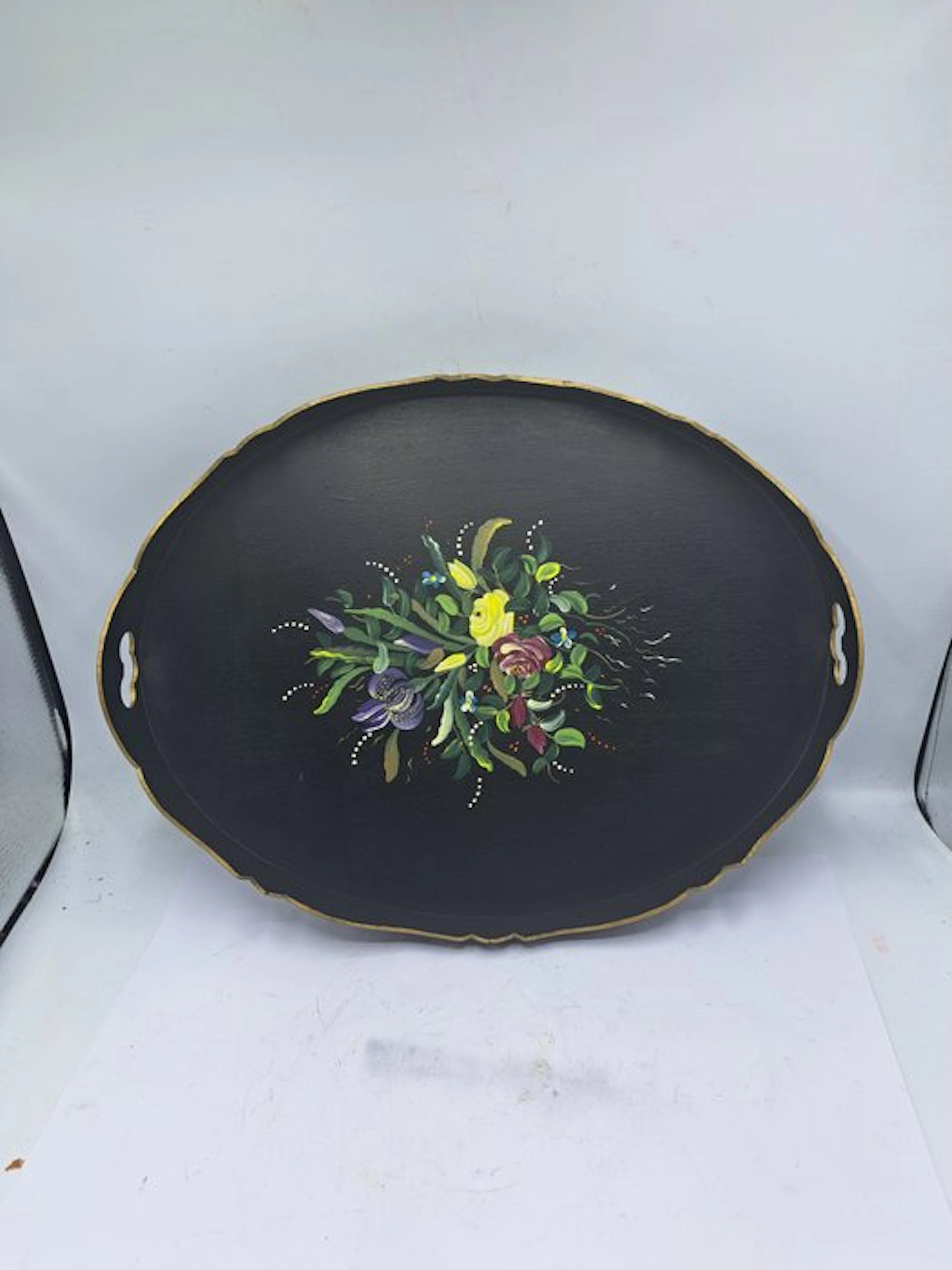Tray - Oval - Wood - hand-painted